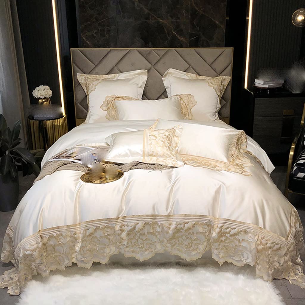 Sbcgfy D Be Four-Piece Cotton Four-Piece Princess Win Lace Quilt Cover Skin-Friendly Soft Sheets Quilt Cover,-200 * 230Cm
