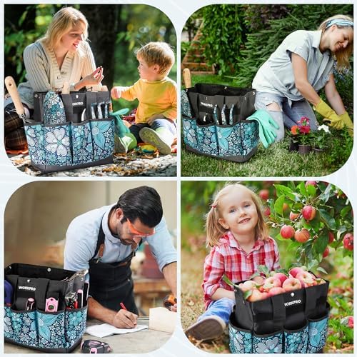 WORKPRO Garden Tool Bag, 8 Pockets Gardening Bag, Heavy Duty Oxford Garden Tote Caddy (Tools NOT Included), 12" x 12" x 6" - Thumbnail 2