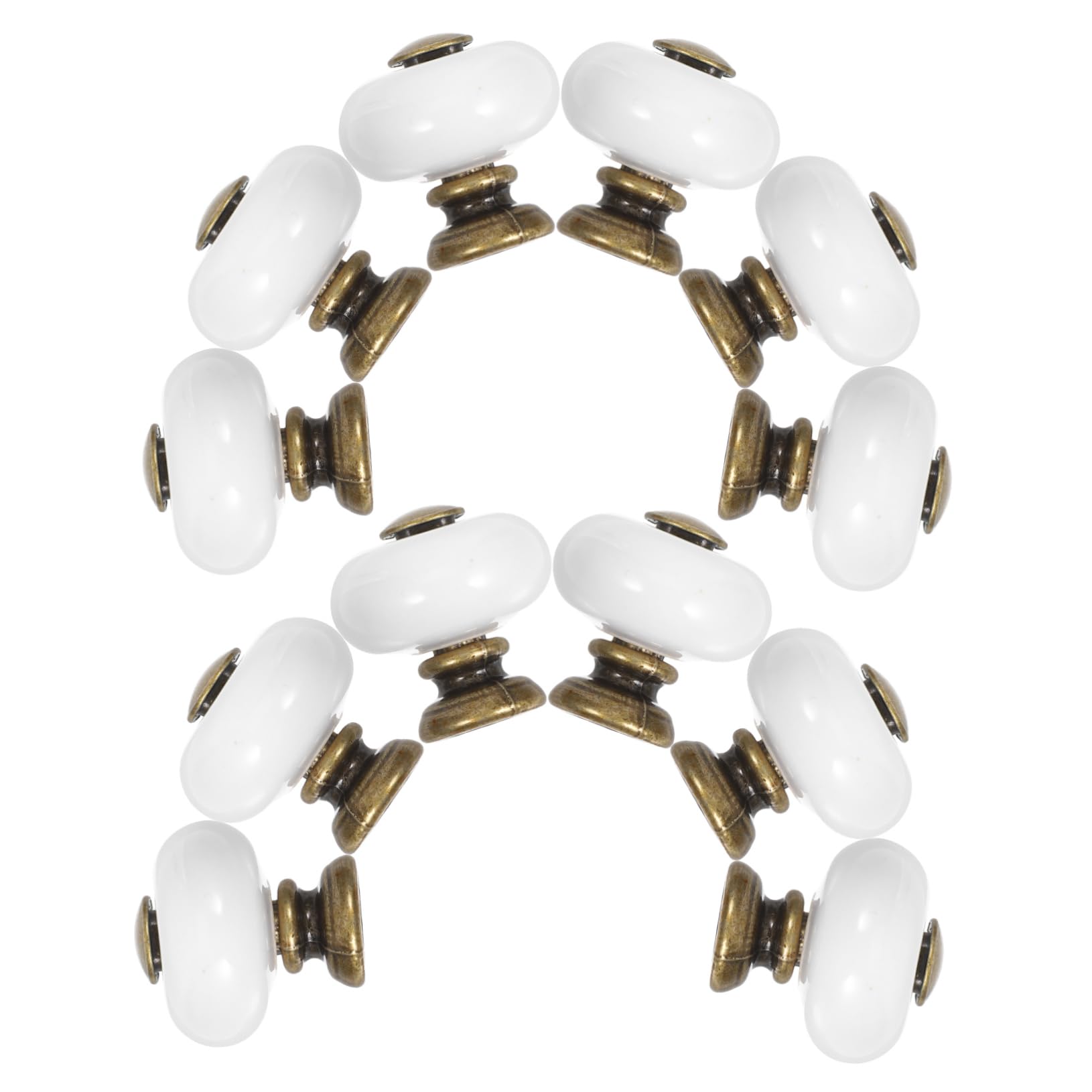 Operitacx Pomelli in Ceramica Rotondi Vintage per Mobili, 12 Pezzi | Lega di Zinco, Finitura Bianca, per Armadi e Porte, Casa Fai-da-te, Impugnatura Comoda, Manutenzione Facile