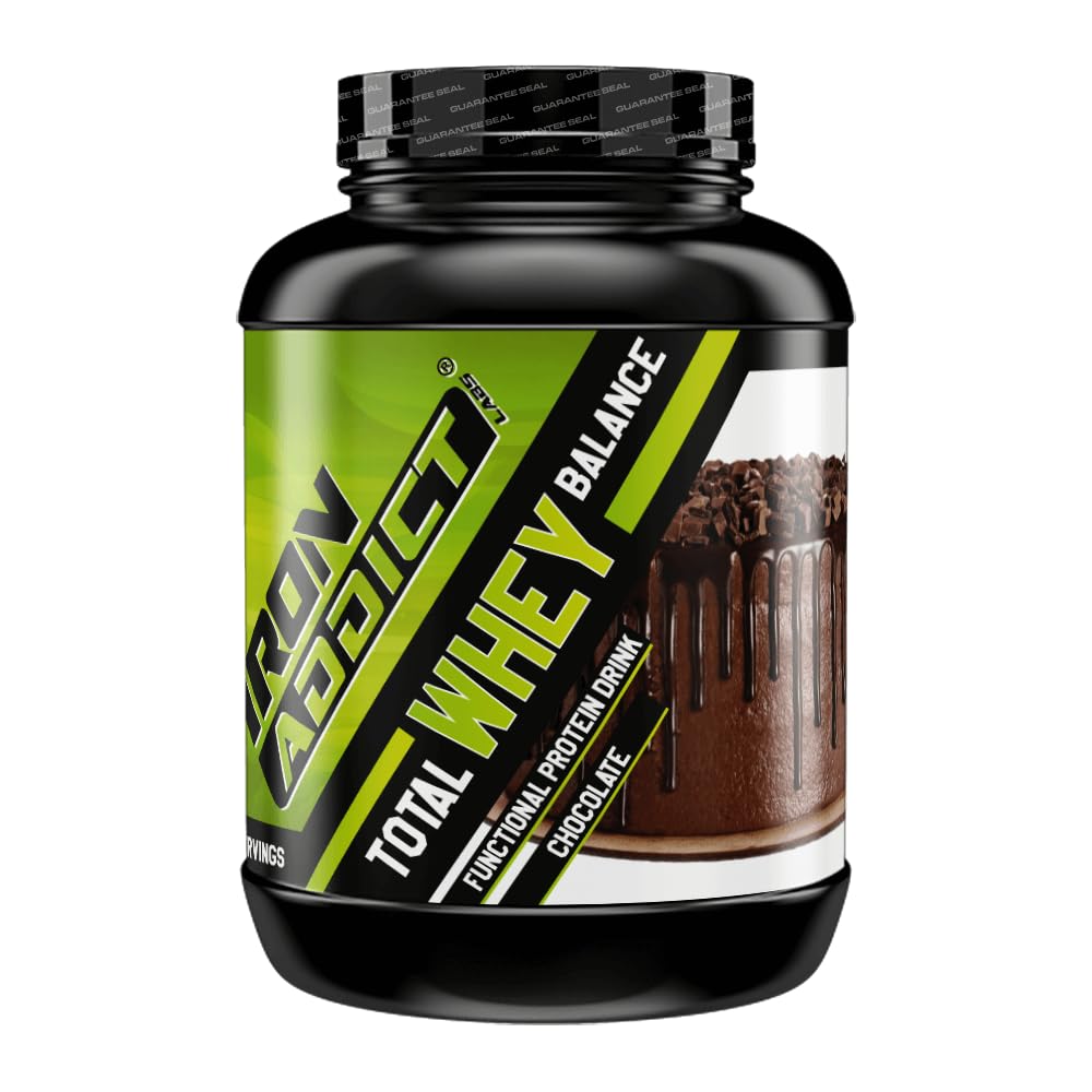 Whey Protein 1.8Kg Iron Addict Labs - Proteína de Suero de Leche de Máxima Calidad - Mantenimiento y Desarrollo Muscular - Fortalece las Articulaciones - Beneficios Cognitivos - Sabor Tarta Chocolate