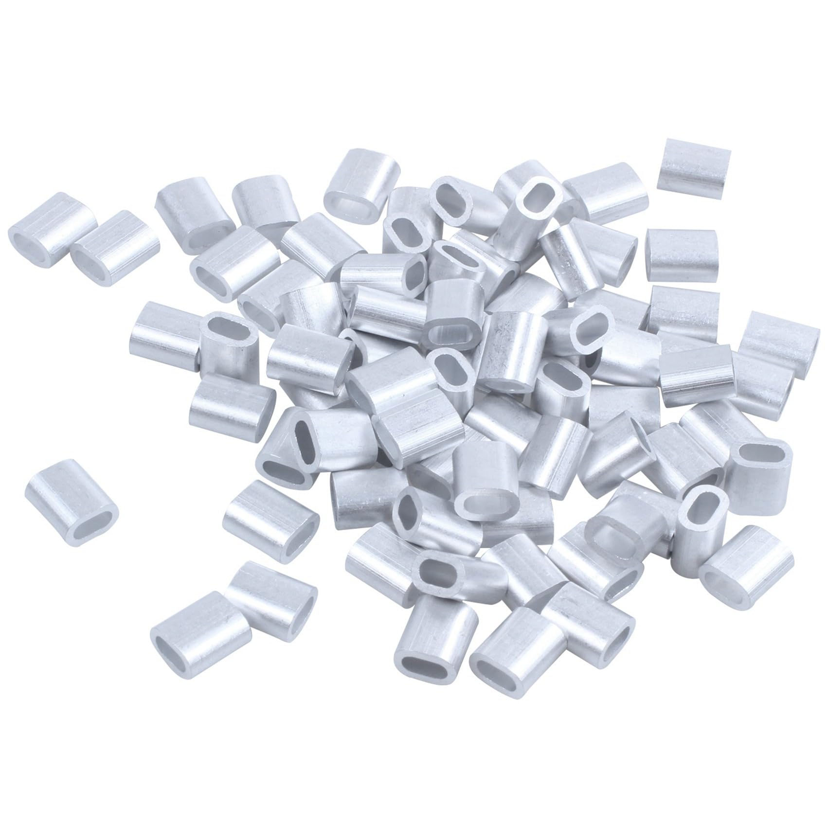 Bloepum 2mm Aluminum Double Hole Wire Rope Clamp Clip Sleeve 640Pcs