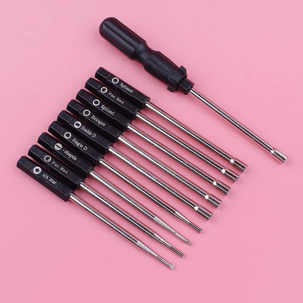 HAOHAO 10pcs multifunción Destornillador de Ajuste del carburador del Sistema de Herramienta del Kit Compatible with Stihl Husqvarna Poulan Craftsman 2 Tiempos Pieza del Motor