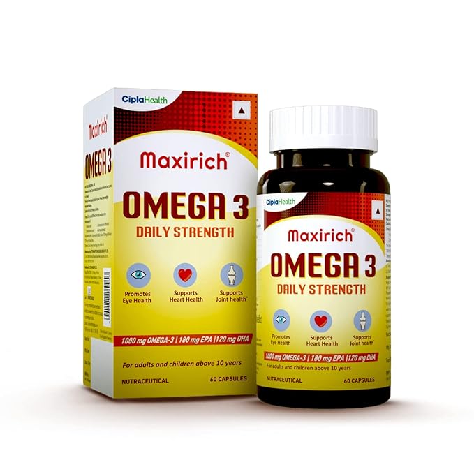 Cipla Maxirich Omega 3 Daily Strength Capsule EPA 180mg DHA 120mg