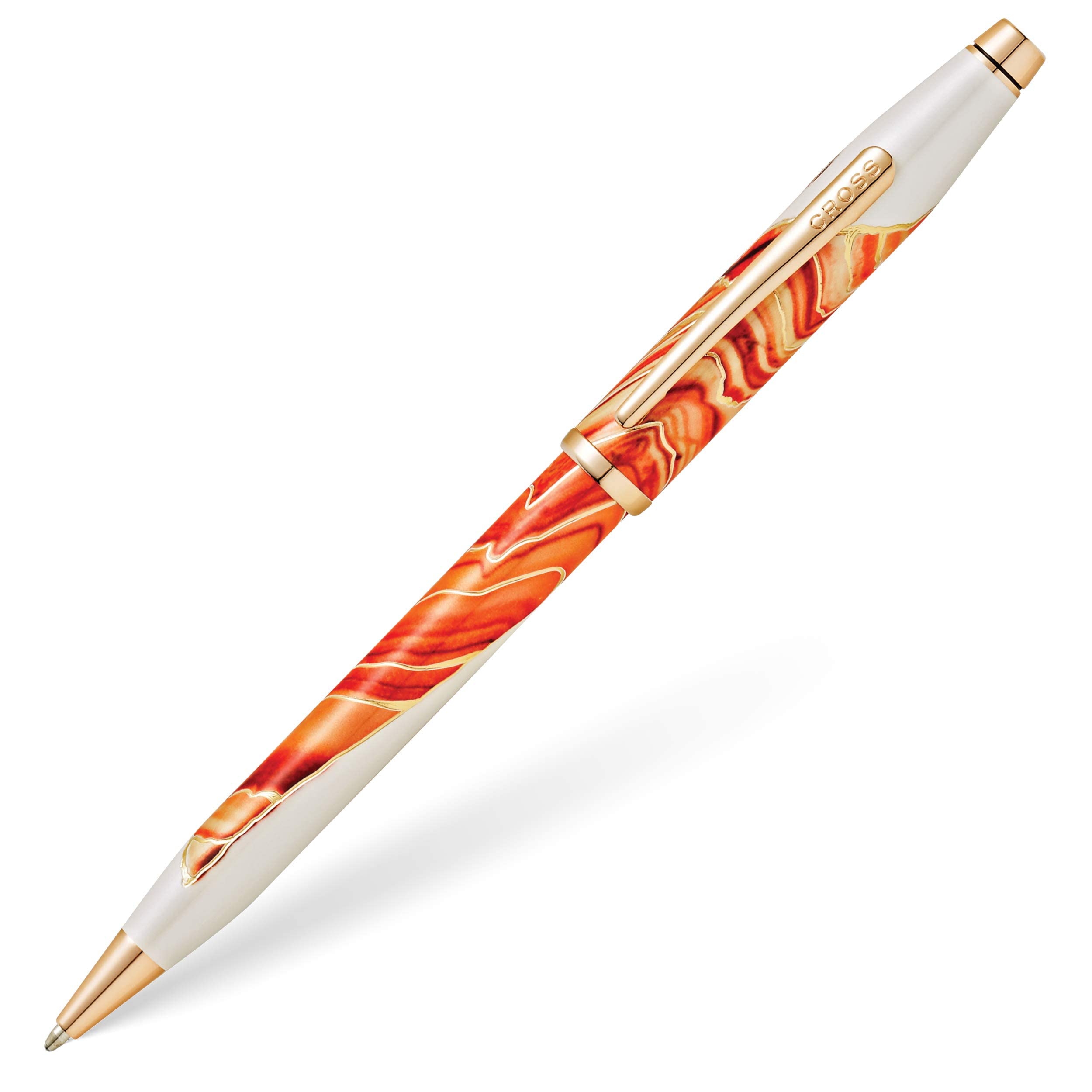 Cross Wanderlust Antelope Canyon Stylo à bille avec ornements plaqués or 23 carats Coffret cadeau premium – Stylo à bille rechargeable moyen.