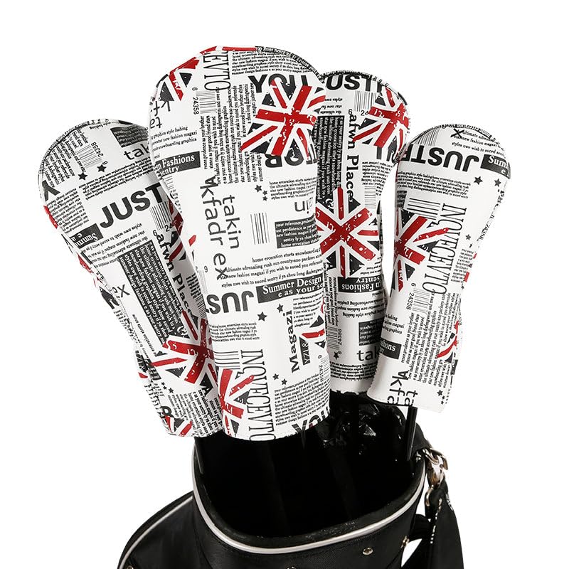 Golf Covers Driver 1 3 5 U Headcovers 4 Piece Set Union Jack Newspaper