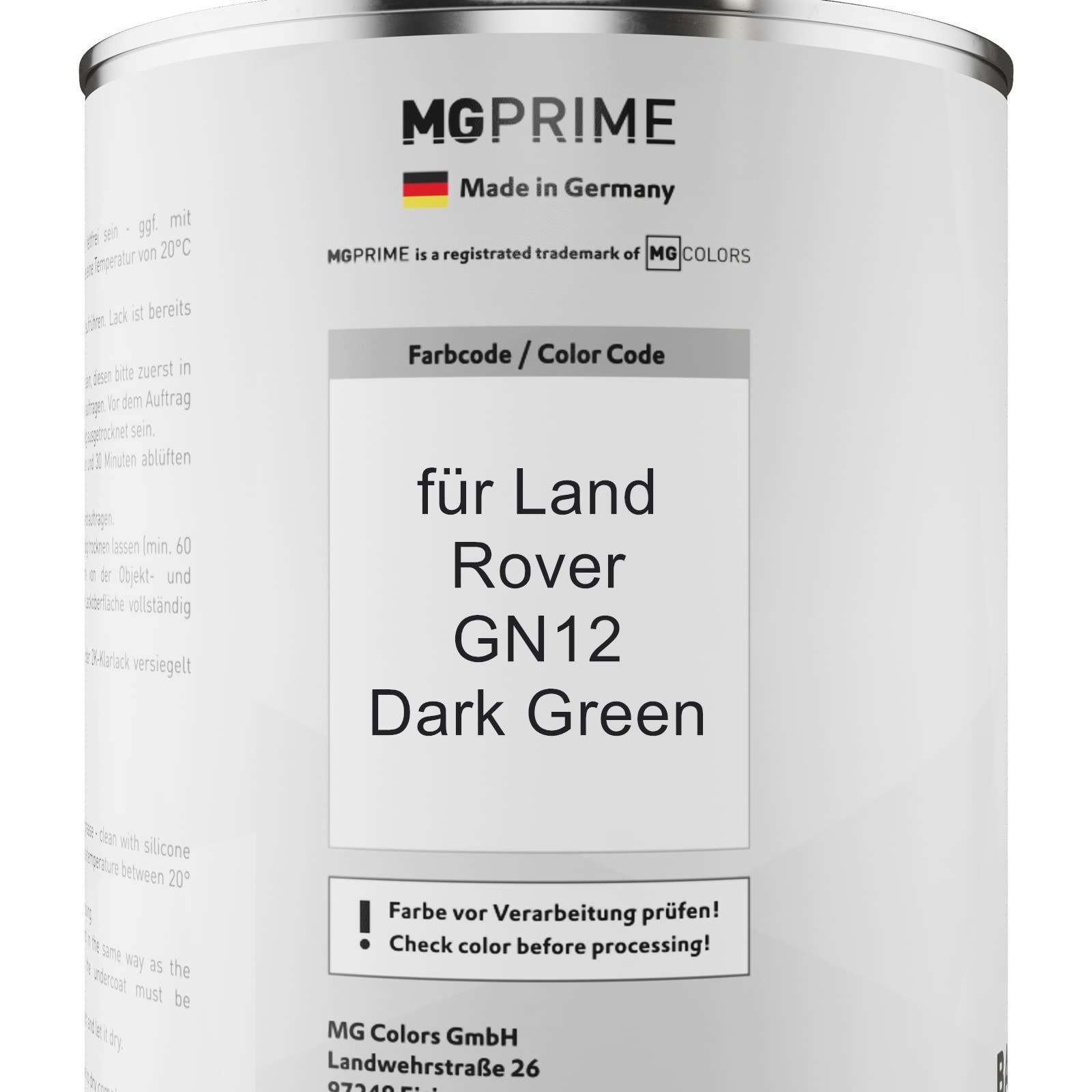 MG PRIME Lakier samochodowy Zestaw puszek dla Land Rover GN12 Dark Green Lakier bazowy 2K Utwardzacz do lakieru bezbarwnego gotowy do natrysku 2,5L