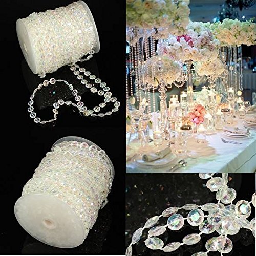 PhilMat Boda 30m cortina diamante iridiscente cuentas de cristal acrÃu00adlico decoraciÃu00b3n hebra partidoïu00bfu00bd