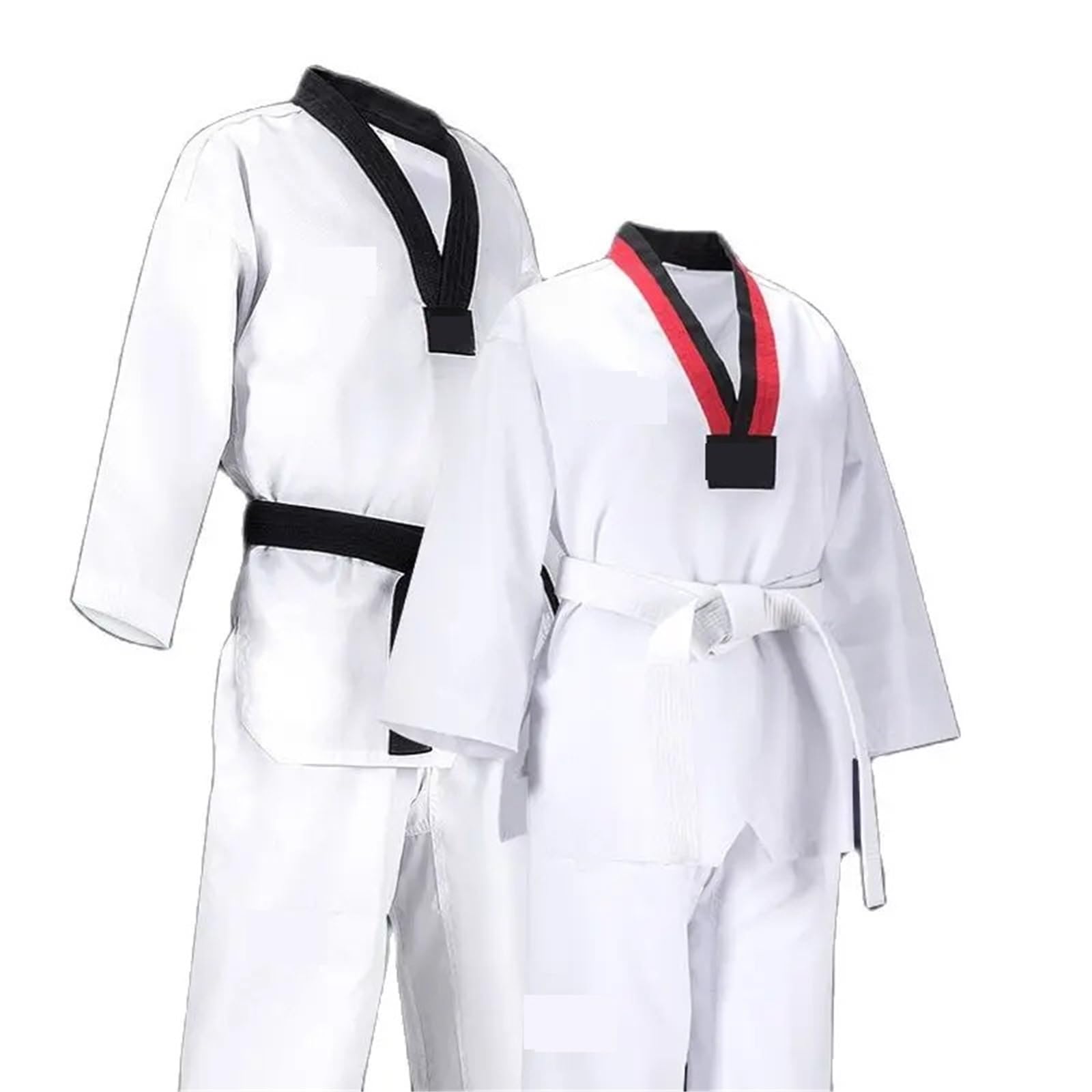 Ropa Uniformes blancos de Taekwondo Karate Judo Dobok Niños Adultos Tamaño Unisex Manga larga Gi Uniforme para Entrenamiento