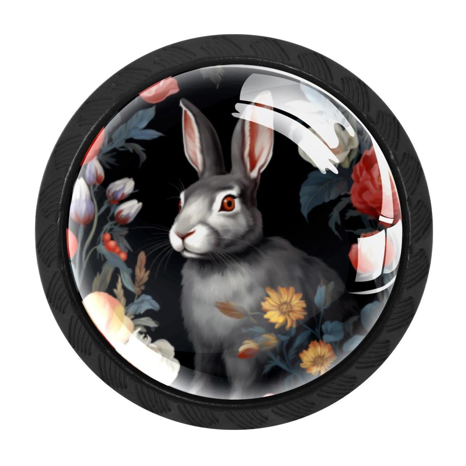 Chenzzzz Multicolored 16 Rabbit Bunny Cabinet Knobs 4 Pieces Drawer Kitchen Cabinets Dresser Cupboard Wardrobe Unique Pulls Handles