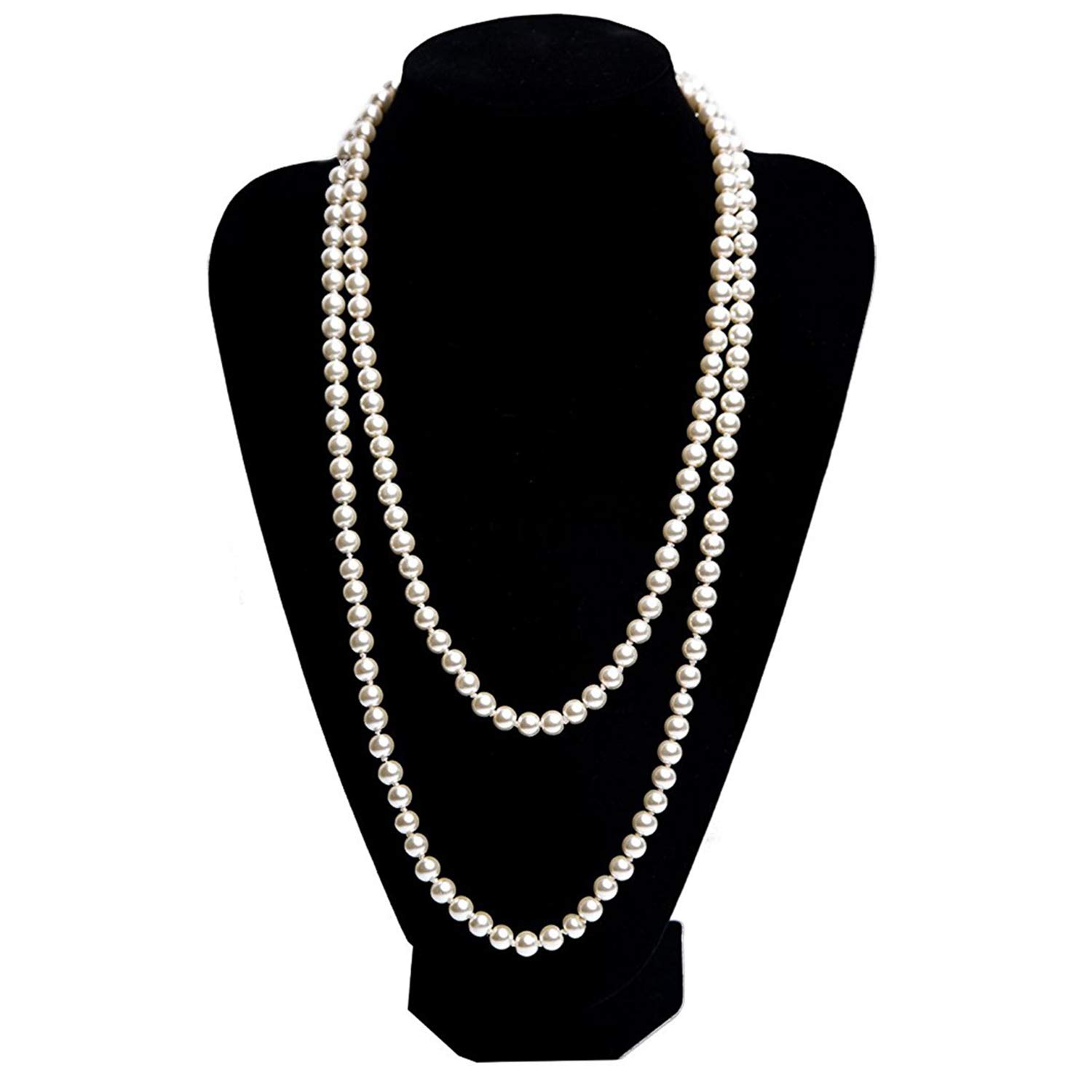 DRESHOW 1920s Accessori Flapper Anni 20s Gatsby Costume Set Orecchini Collana Fascia Guanti Estensibile Set Flapper per Festa Ballo