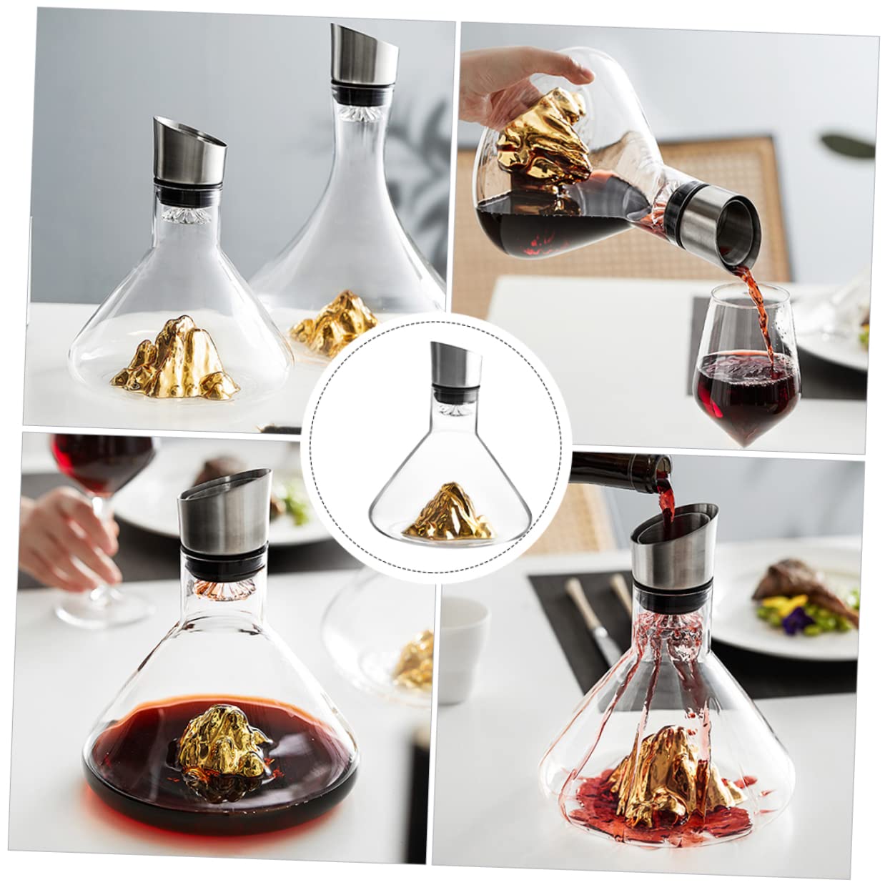 Abaodam Decantador De Vino De Recipiente Para Vino Creativo Decantador De Boca Inclinada Para Degustaciones Casa o Eventos Sociales