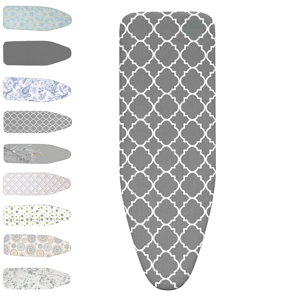 KFGISD, Cotton Iron Board Cover With Padding 13x38 14x43 15x48In Heat Resistant And Pad, Adjustable ,Ironing Board Covers(Spring,120x40 cm (15x48 inch))