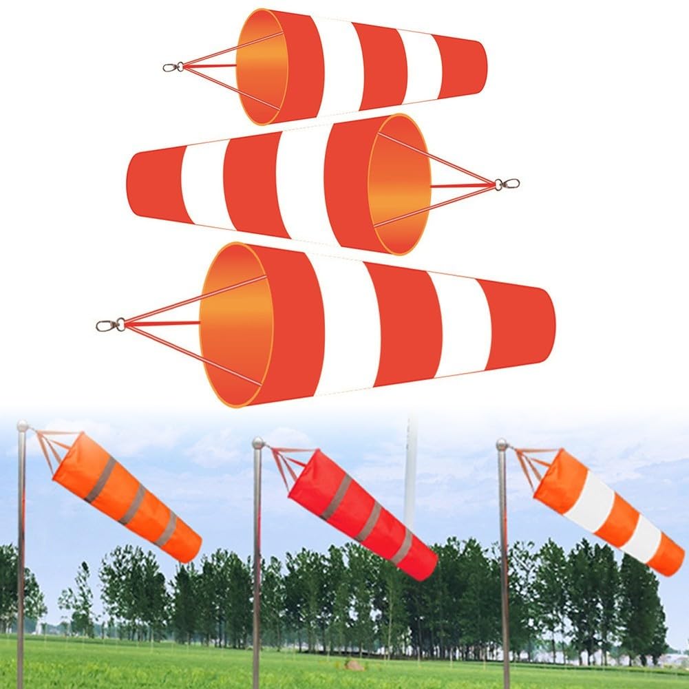 Professional Airport Windsock, Red+White, RipStop Polyester Fabric (100cm)
