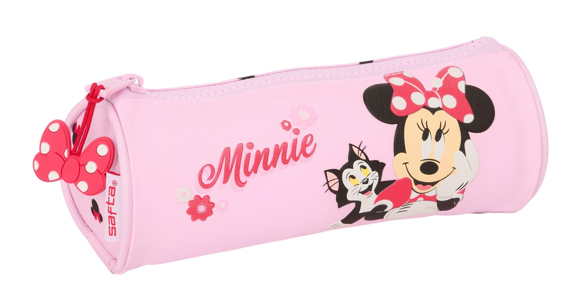 Safta Minnie Mouse Naive Round Pencil Case for Kids 5-14 Years, Comfortable and Versatile Quality and Durability, 20x7cm, Light Pink M Casual