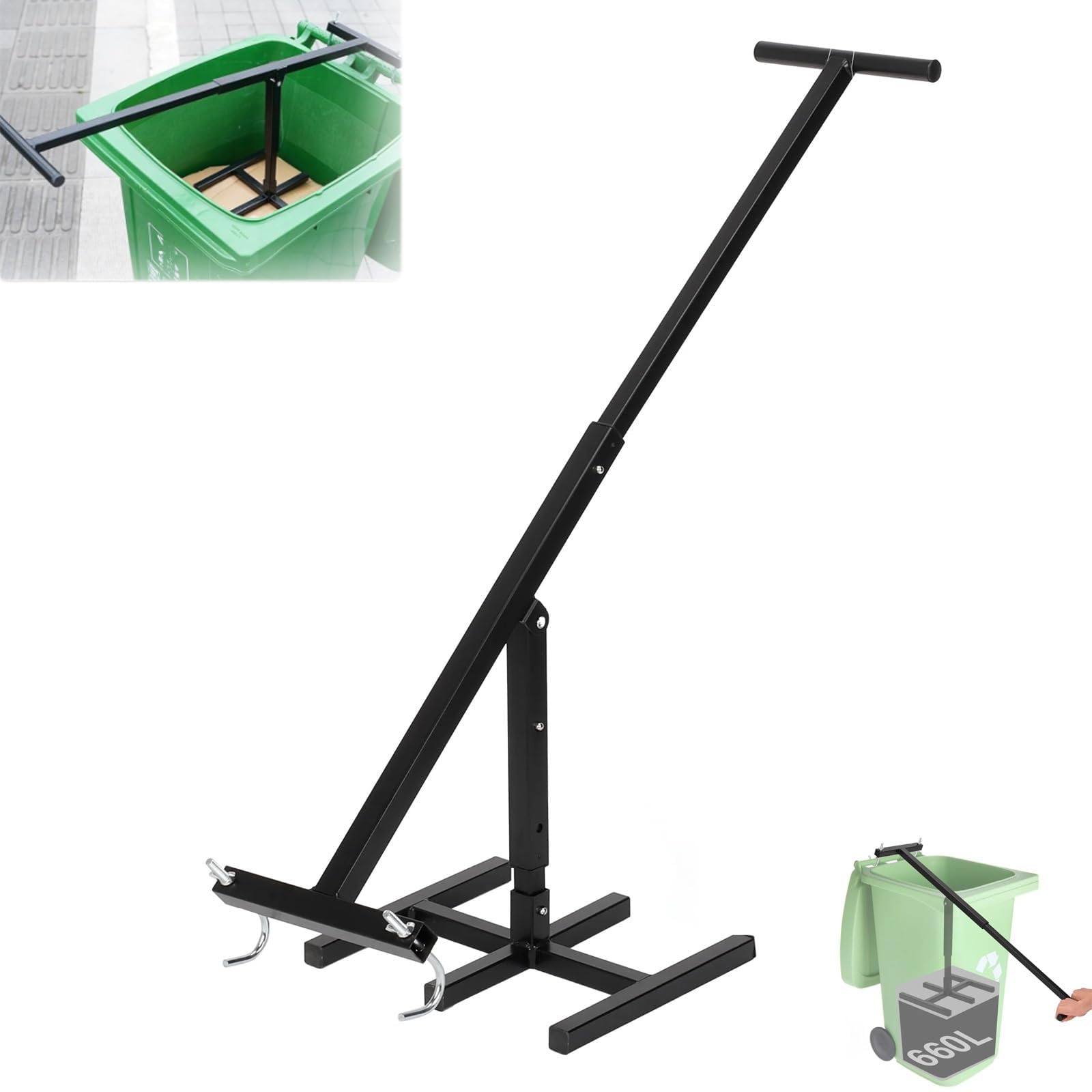 Compactador manual portátil de basura sin contacto, herramienta de reciclaje al aire libre con mango ajustable para cocina, jardín y restaurante, solución eficiente de gestión de residuos