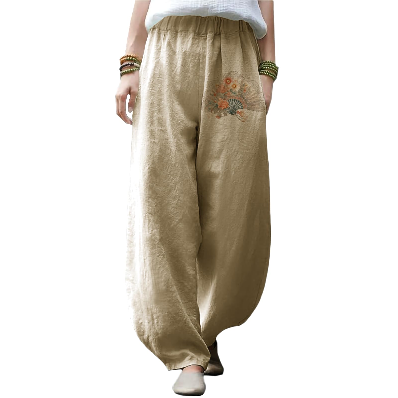 domirica Women Wide Leg Pants Casual Yoga Pants Lightweight Elastic Waist Work Trousers for Women Fashion Outfit