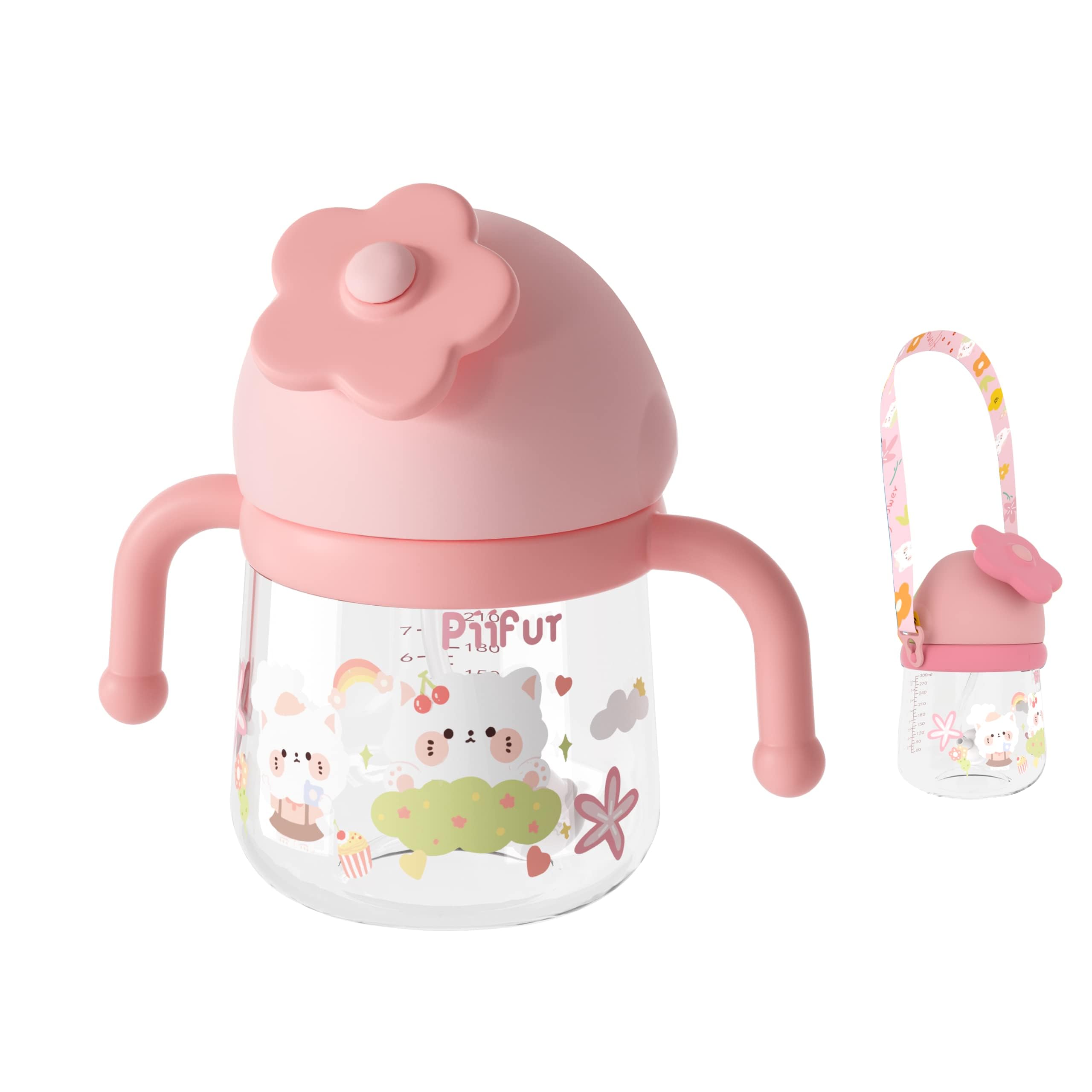 Sponsored Ad – KASTWAVE Weighted Straw Sippy Cup with Strap, Spill Proof Sippy Cups, Trainer Cup for Toddlers, Water Bottle for Baby 6 Months with 2 Type of Spout, 10oz/300ml, Blue