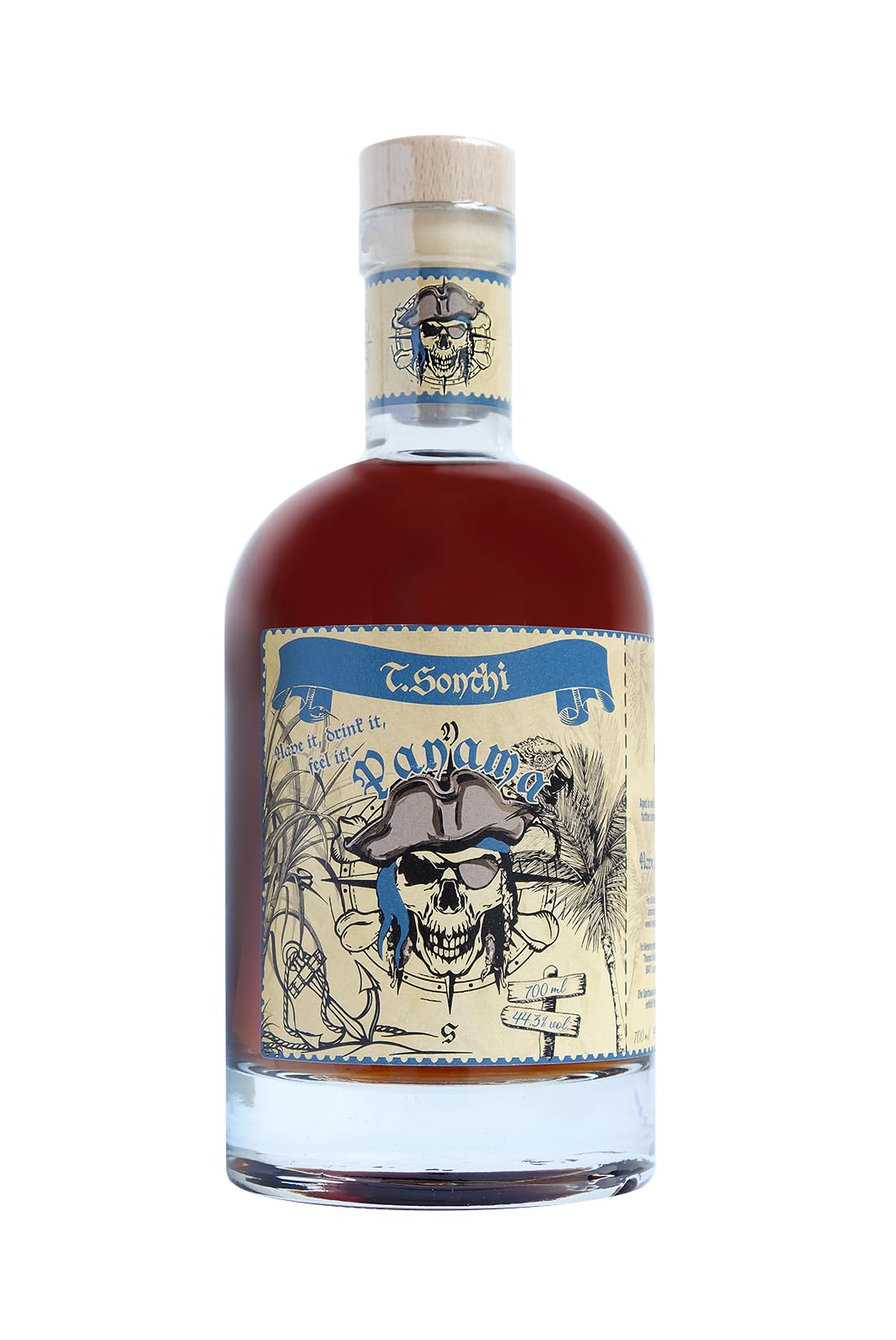 T.Sonthi Panama - Premium Spirituose auf Rumbasis - hergestellt aus 12 Jahre gelagertem Rum aus Panama - 700ml - 44,3% Vol.