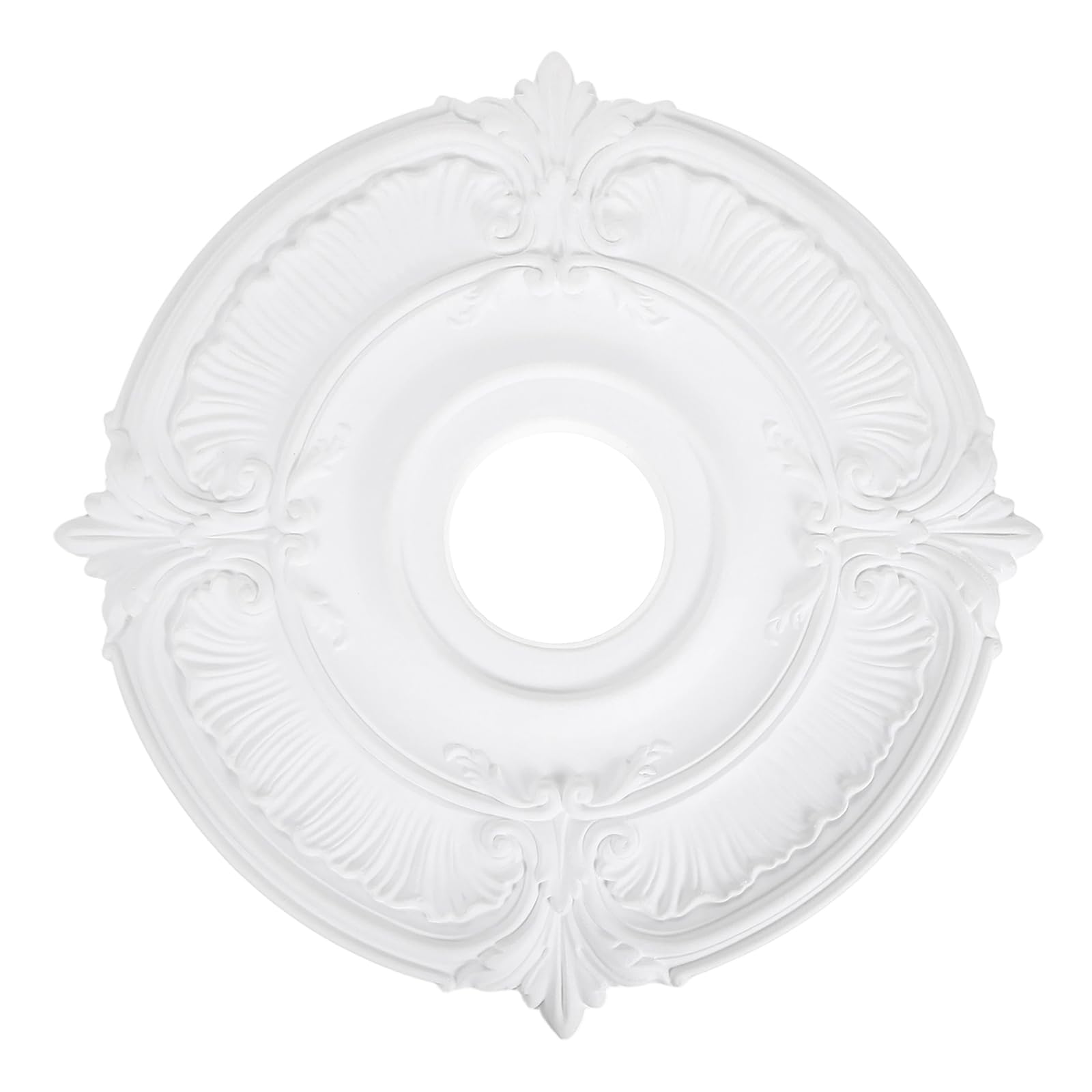 Rosace de plafond blanche médaillon de lustre en PU plaque de couverture pour ventilateur 18''
