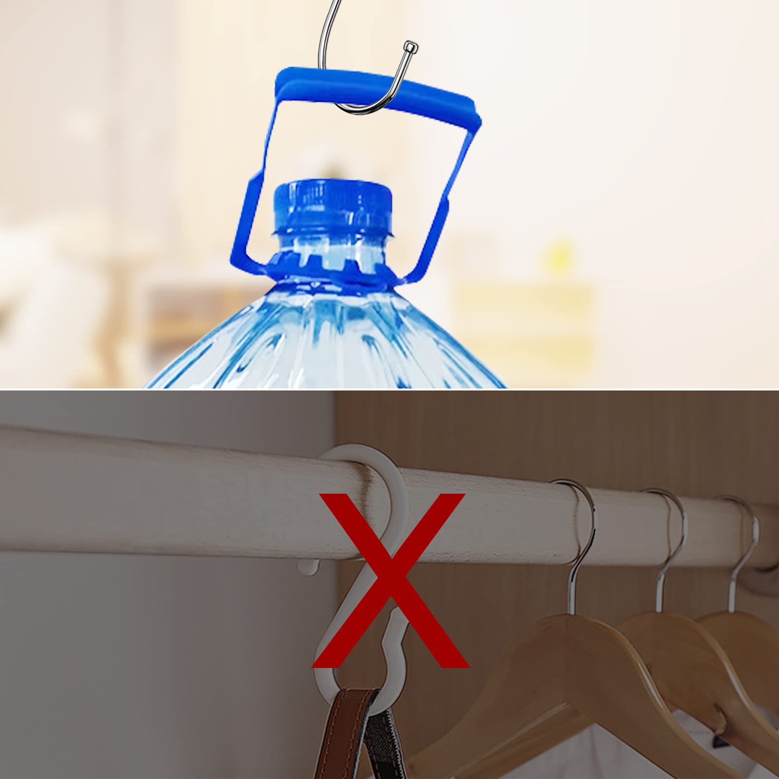 Firschoie 10 Pezzi Ganci a S Cucina in Acciaio Inox, in metallo resistente doppio gancio per appendere tazze, pentole e ciotole, Adatto per soggiorno, bagno, giardino