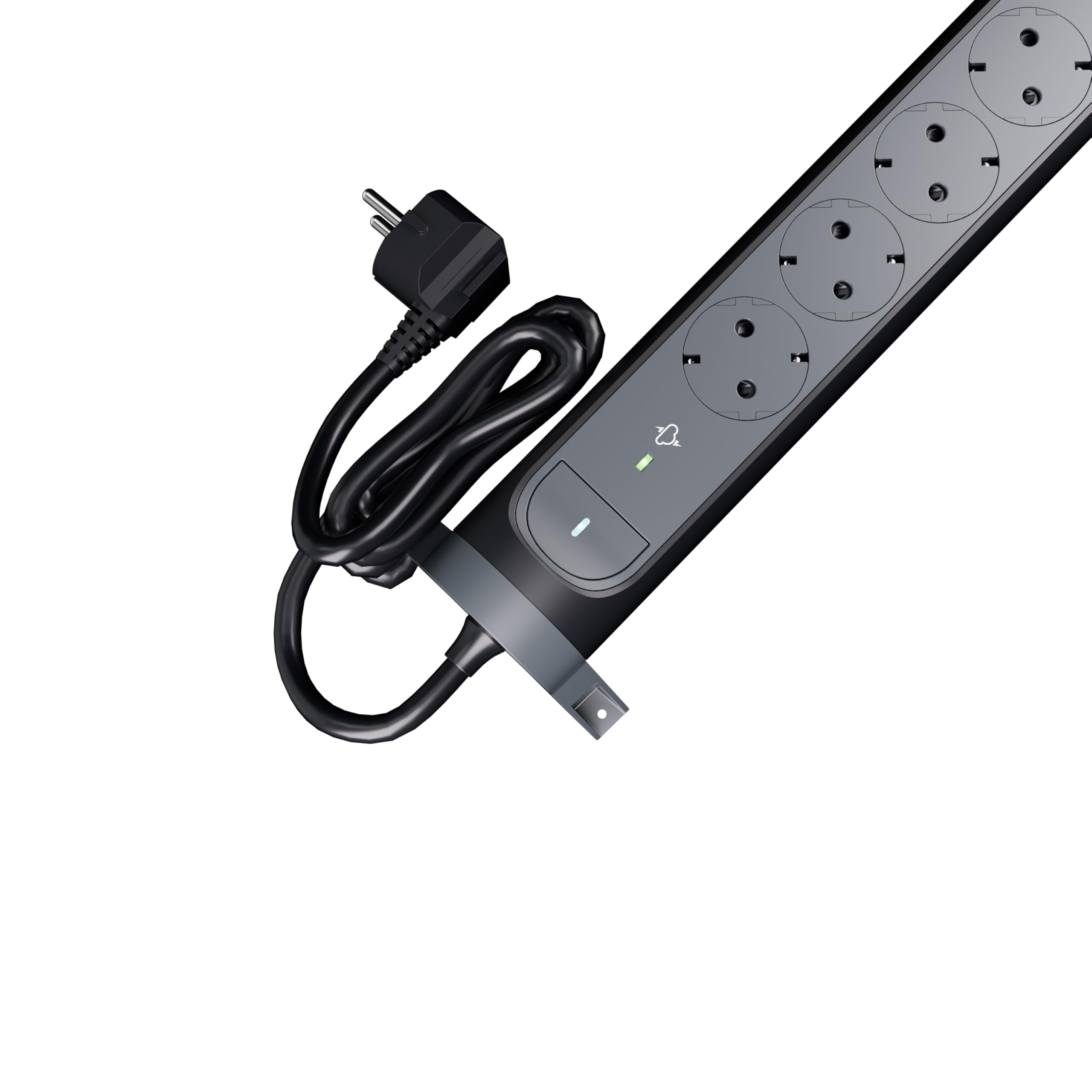 LEGRAND Ciabatta multipresa Premium con 5 prese 2P+T e USB C+C, protezione SPD, girevole, interruttore, cavo 1,5 m, nero e grigio scuro 694431
