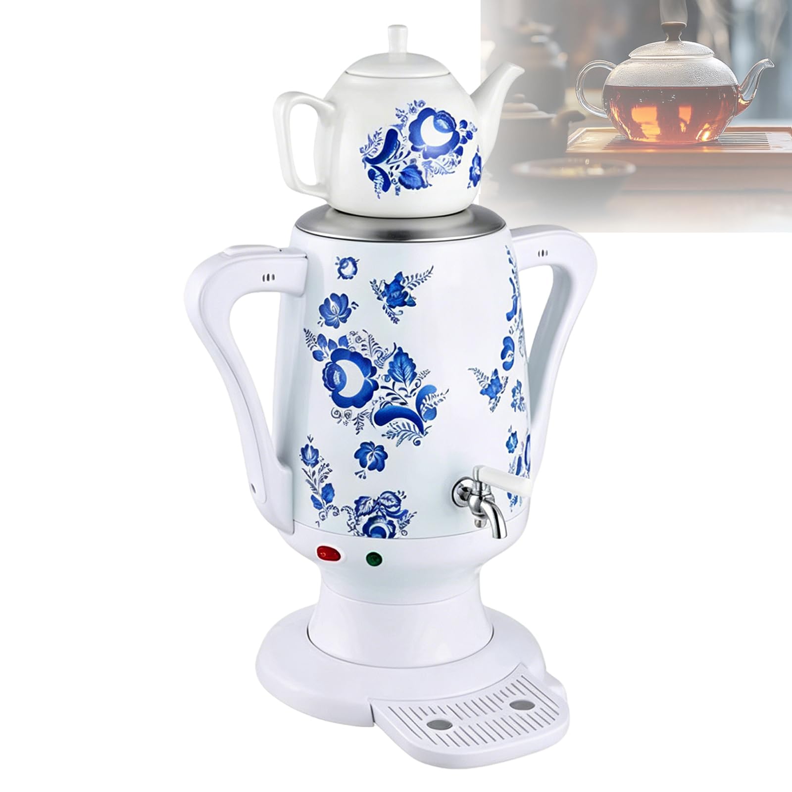 Ceramiczny czajnik elektryczny 1800 W, turecki elektryczny czajnik, automatyczne wyłączanie i ochrona przed suchym, czajnik ze stali nierdzewnej 4 l + ceramiczny czajnik 1 l