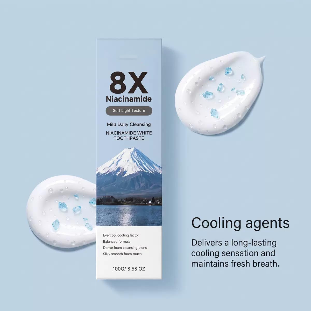 Dentifricio sbiancante in schiuma alla niacinamide con carbone di bambù, dentifricio sbiancante, aiuta a rimuovere le macchie superficiali, alito fresco, igiene orale quotidiana