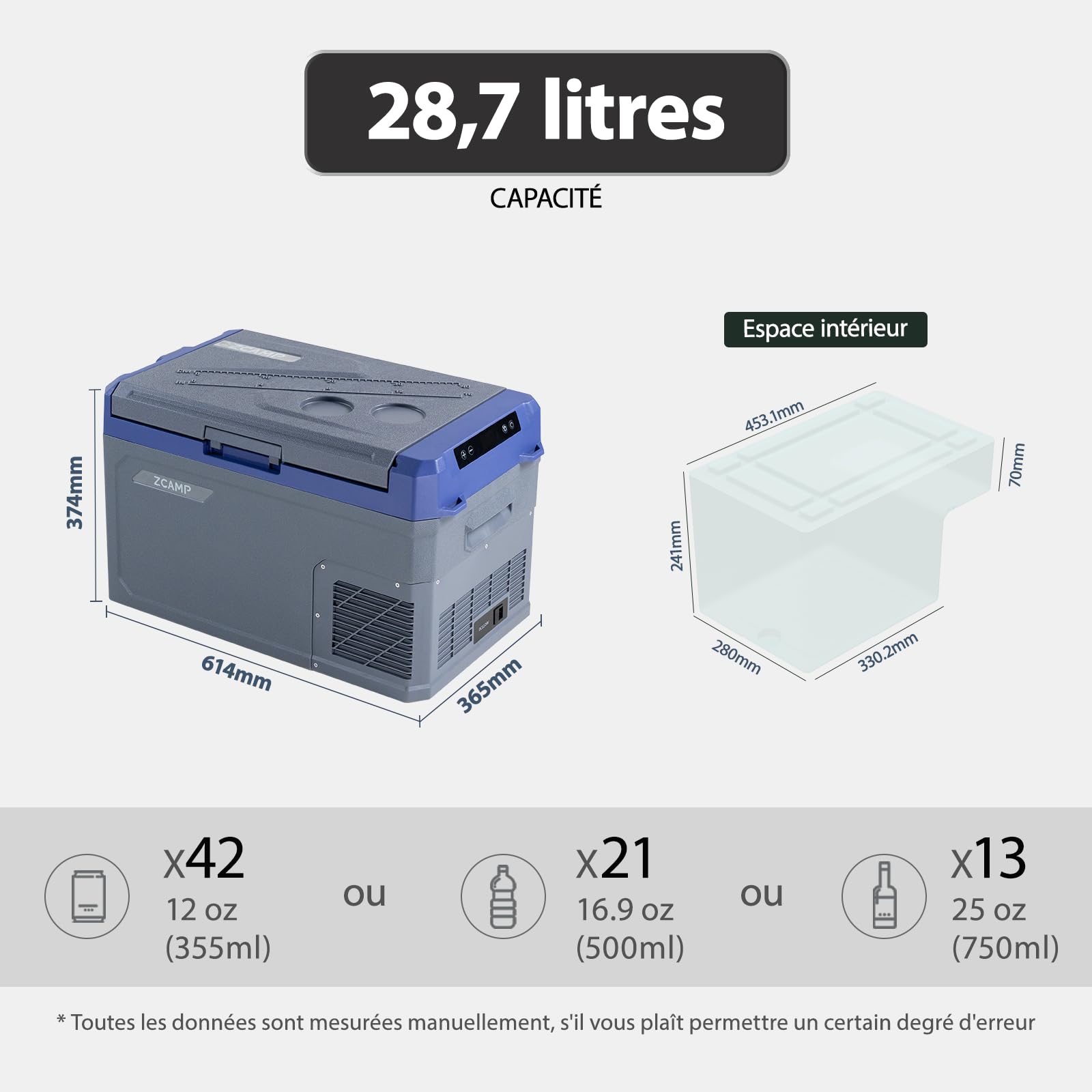 GE30 28.7L Réfrigérateur de Voiture Portable congélateur et réfrigérateur, Glaciere Électrique à Compression pour Maison, dortoir, Camping, -20℃ BIS 20℃
