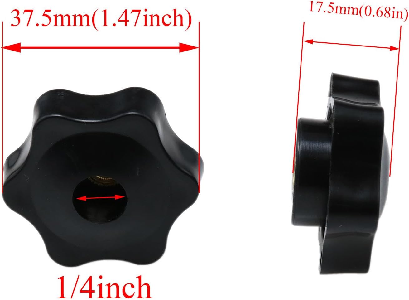 T Track Knobs Six-Star Thru Knobs 1/4”-20 Hole Knobs for Sawing Machine Drilling Machine Lathe Fixed Length Fixture -6PCS