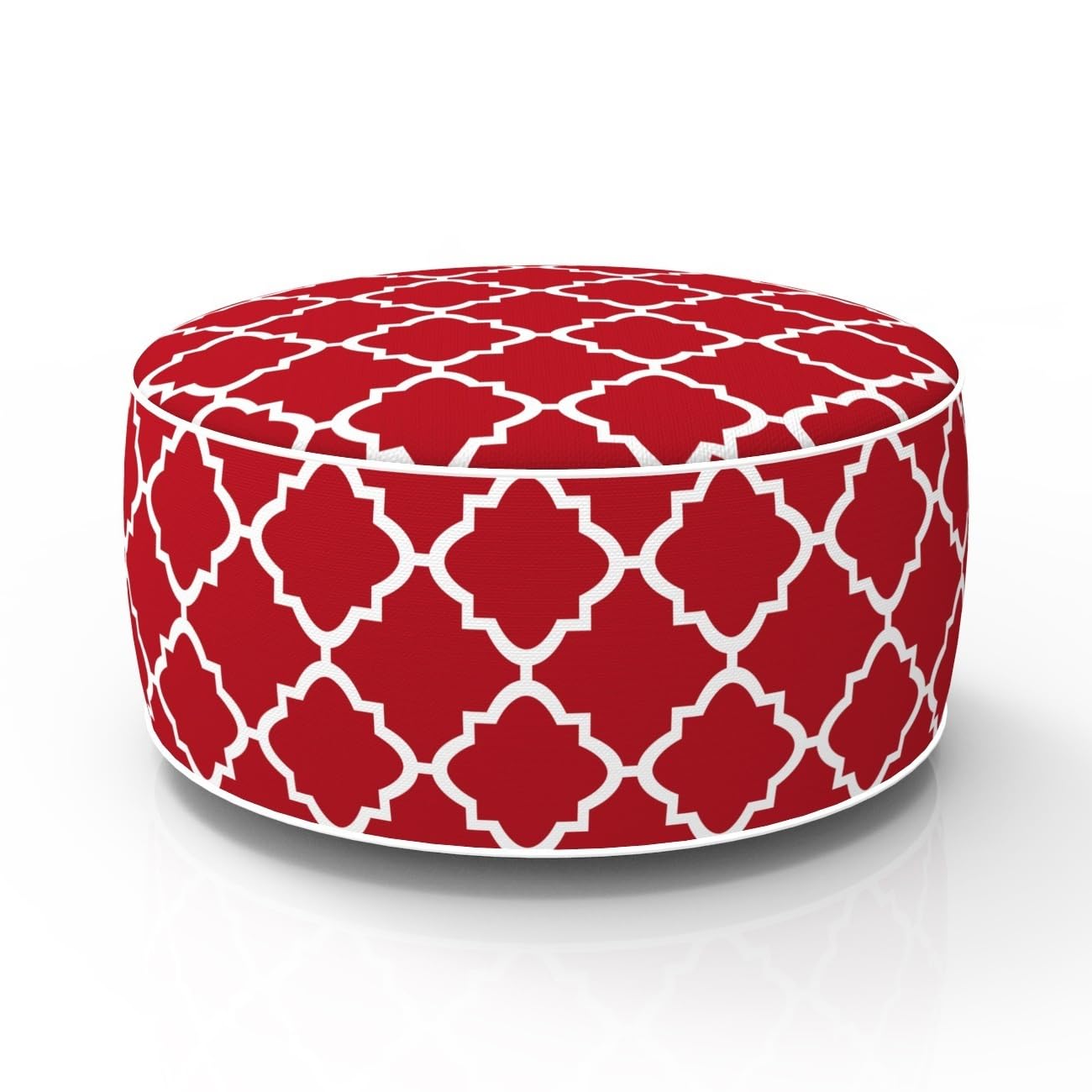 Fabritones Outdoor Inflatable Ottoman Cover Round 21x9 Inch Red Geometric Pattern Patio Foot Stools and Ottomans Cover