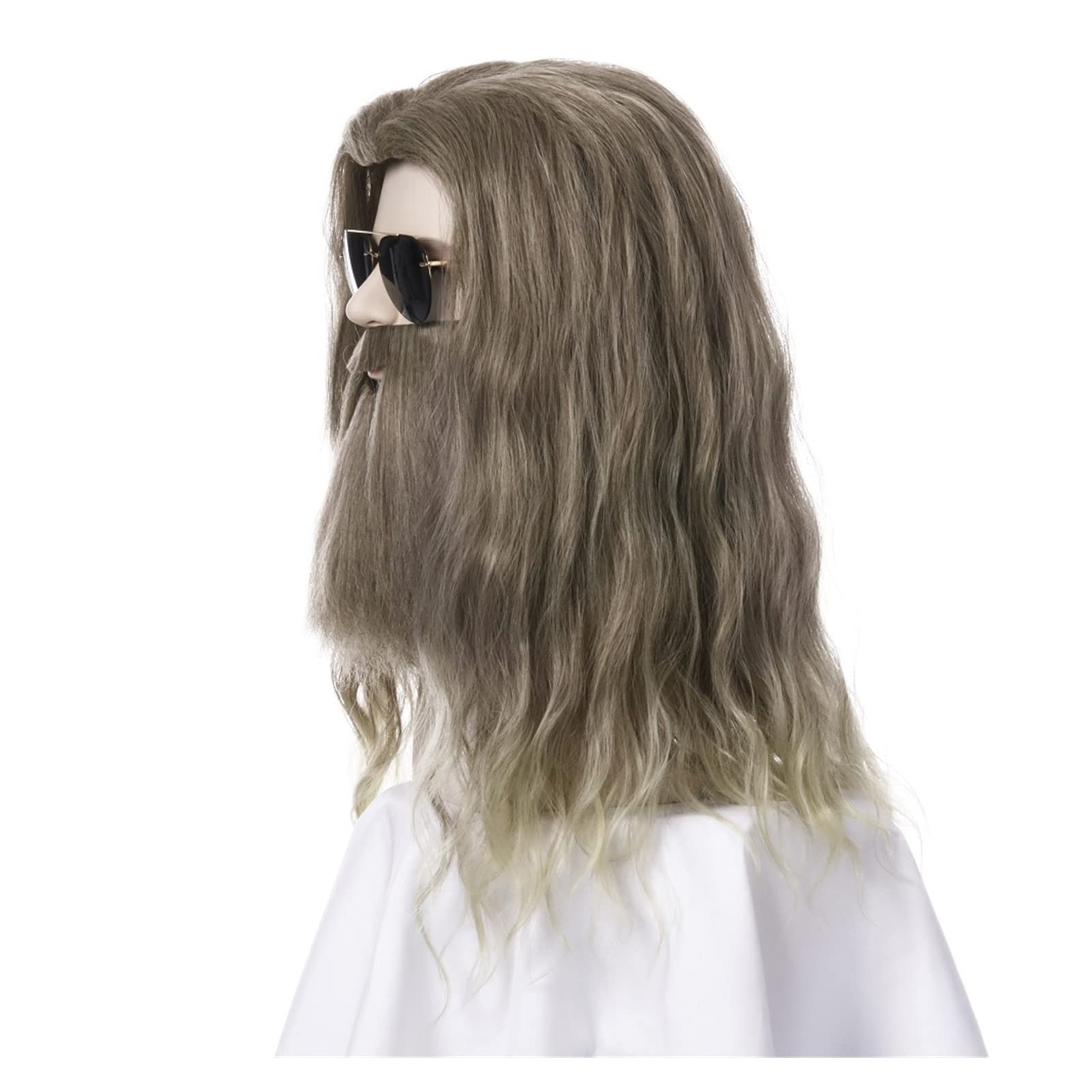 Peruka dla mężczyzn, peruka i broda, długie, falowane, syntetyczne peruki do Cosplay, mieszane kolory, na imprezę halloweenową (kolor: różne kolory)
