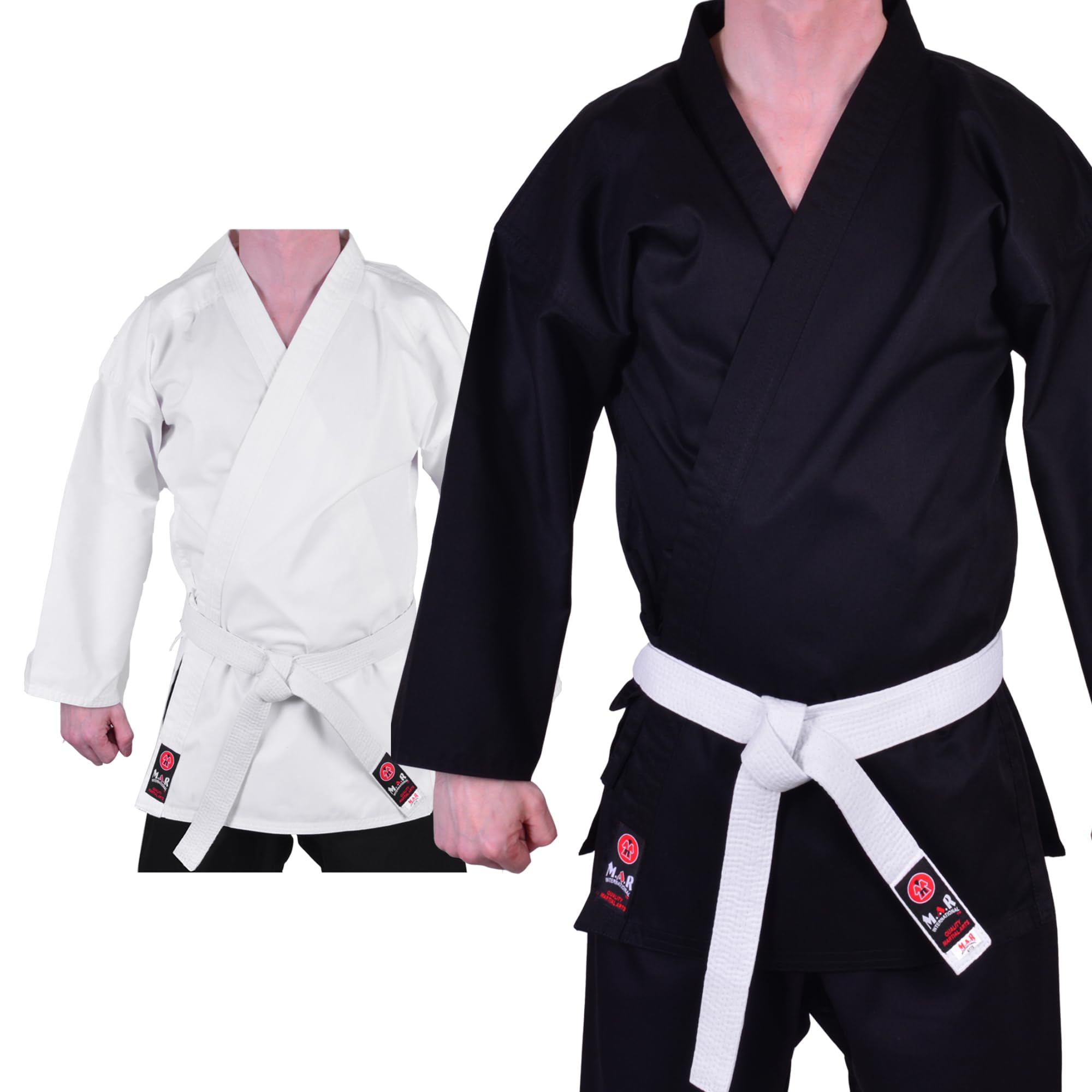 MAR | Black Karate Uniform Jacket 8oz Traditional Karate Gi Jacket for Training and Sparring| Martial Arts Uniform for Men, Women & Children | Polycotton 8oz Karate Suit (2/150)