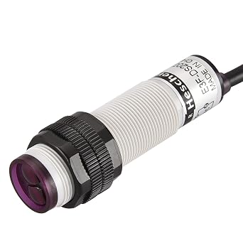 Heschen M18 Column Infrared Photoelectric Proximity Switch, Diffuse Reflection Type, E3F-DS200Y2, Detection Distance 10-200CM, 90-250VAC 400mA, Normally Closed(NC), 2 Wire
