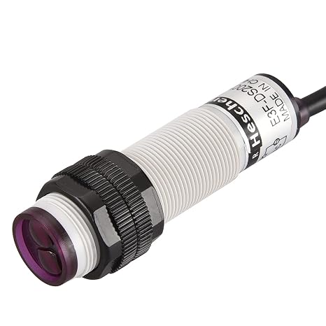 Heschen M18 Column Infrared Photoelectric Proximity Switch, Diffuse Reflection Type, E3F-DS200Y2, Detection Distance 10-200CM, 90-250VAC 400mA, Normally Closed(NC), 2 Wire