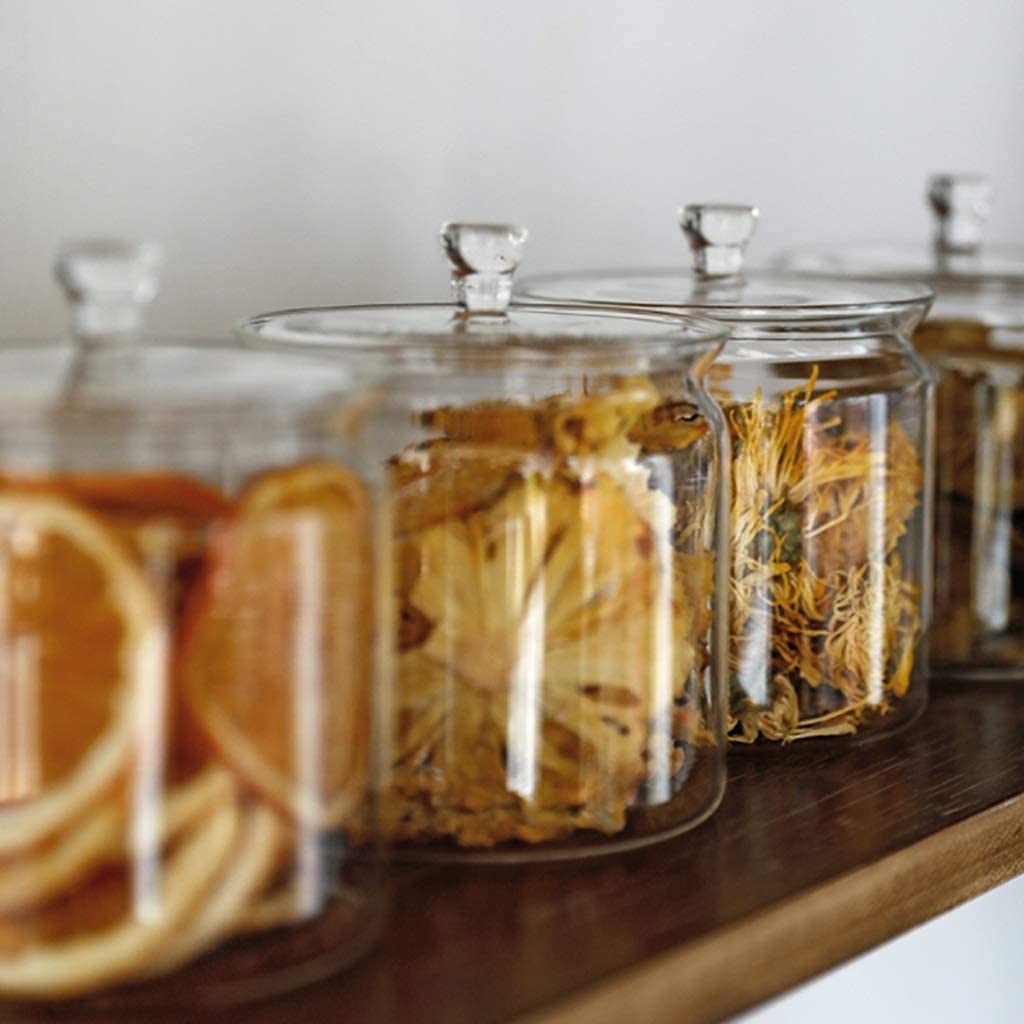 Barattolo di Vetro da Cucina Barattolo Trasparente con Coperchio ermetico Contenitore per Alimenti Distributore di Zucchero per caffè