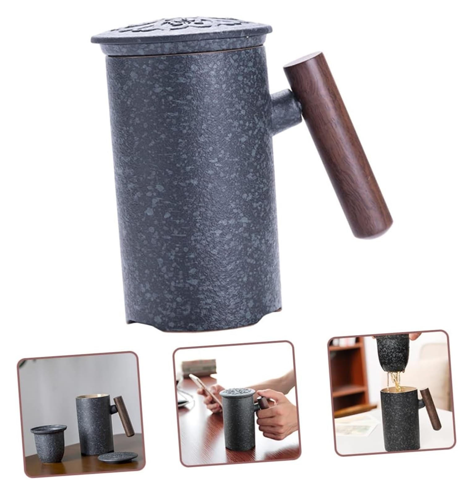 Taza de café Taza de té para oficina y hogar, 1 juego de taza de agua para el hogar con tapa, colador de té, taza de té para el hogar, oficina, separación de té, taza de café, taza de té, taza de