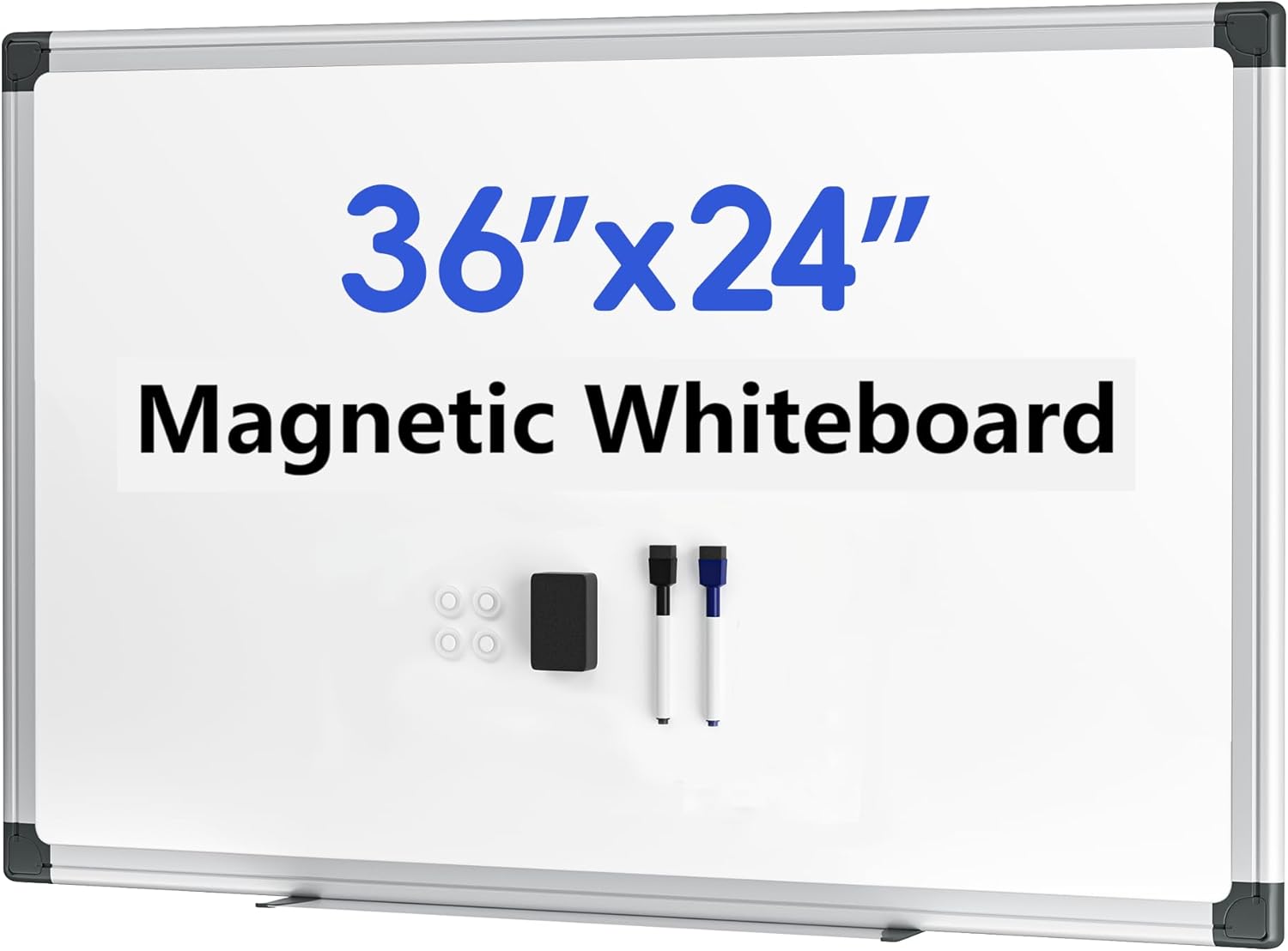 VUSIGN Pizarra blanca magnética de borrado en seco para pared de 36 x 24 pulgadas, 1 borrador, 2 marcadores, 4 imanes, pizarra blanca con marco de