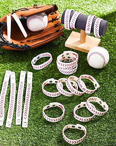 retrowavy genuine leather baseball bracelet - unisex wristband for men women ideal gift for baseball players and sports teams