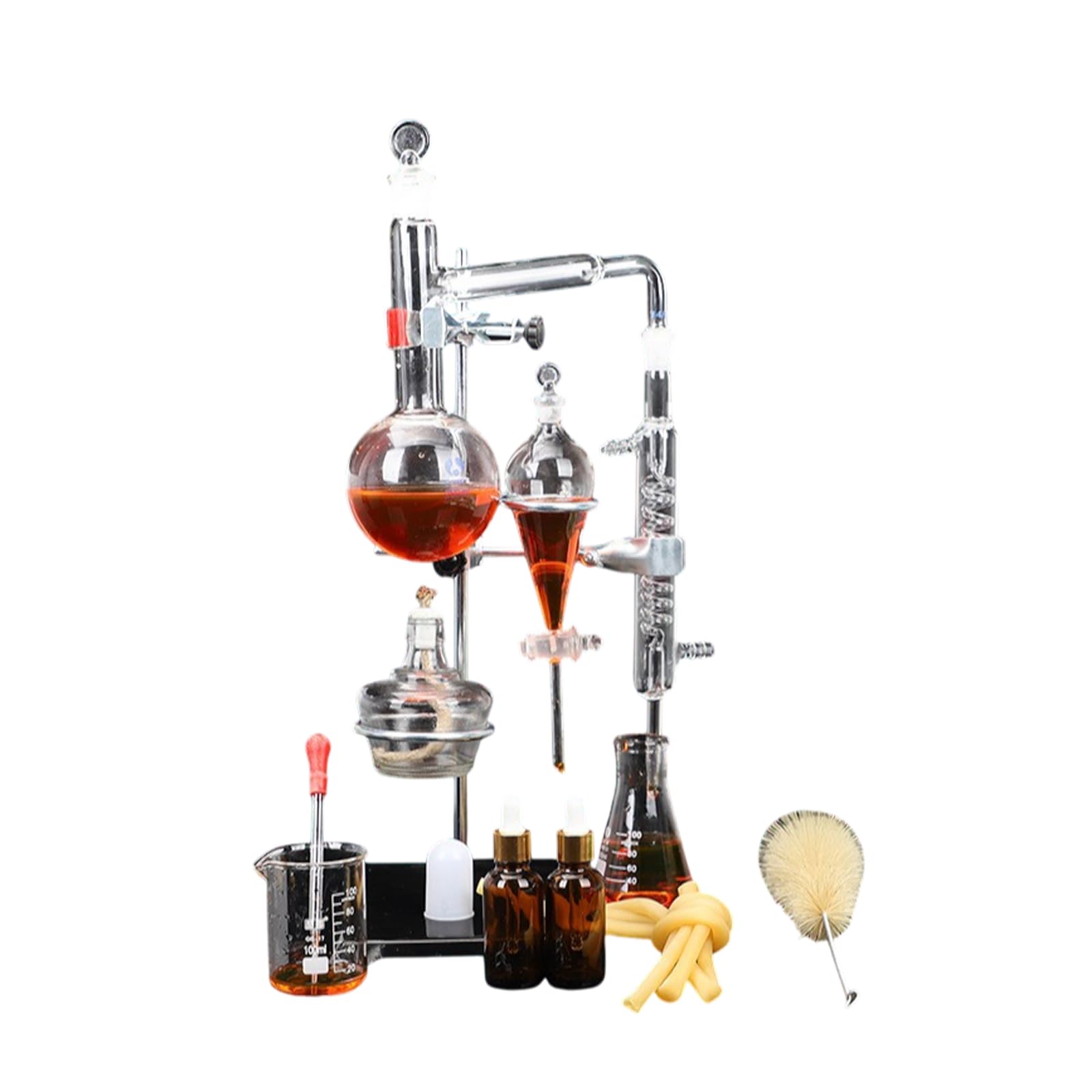 Zhuiyuan Lab Distillation Apparatus, Chemistry Glass Steam Distillation Apparatus, 500Ml Essential Oil Distiller Kit, Lab Glassware Distilling Equipment With Thickened Flask