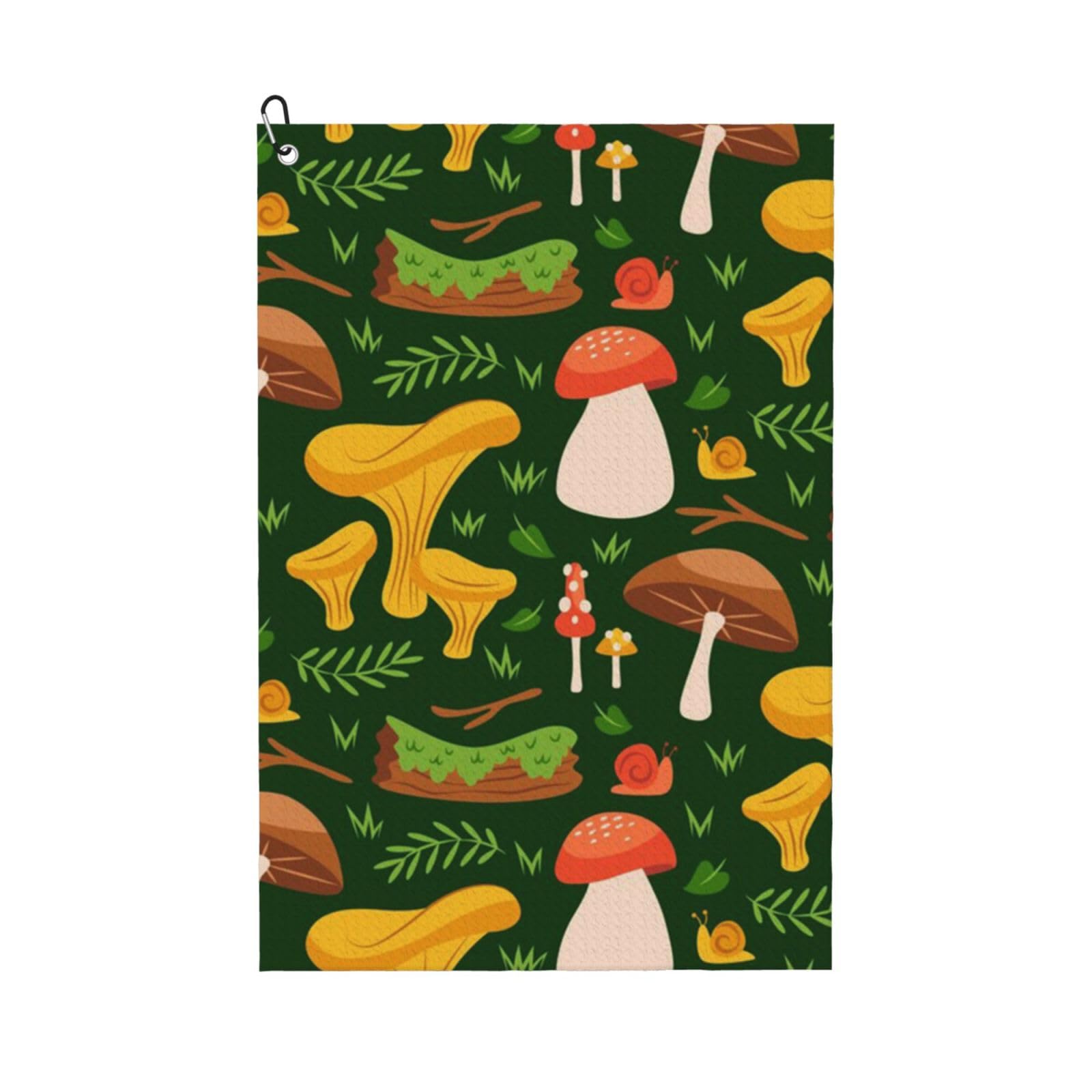 Hnnkloy Mushroom Pattern, 16x24 in Portable Waffle Golf Towels with Carabiner Clip for Golf Bag