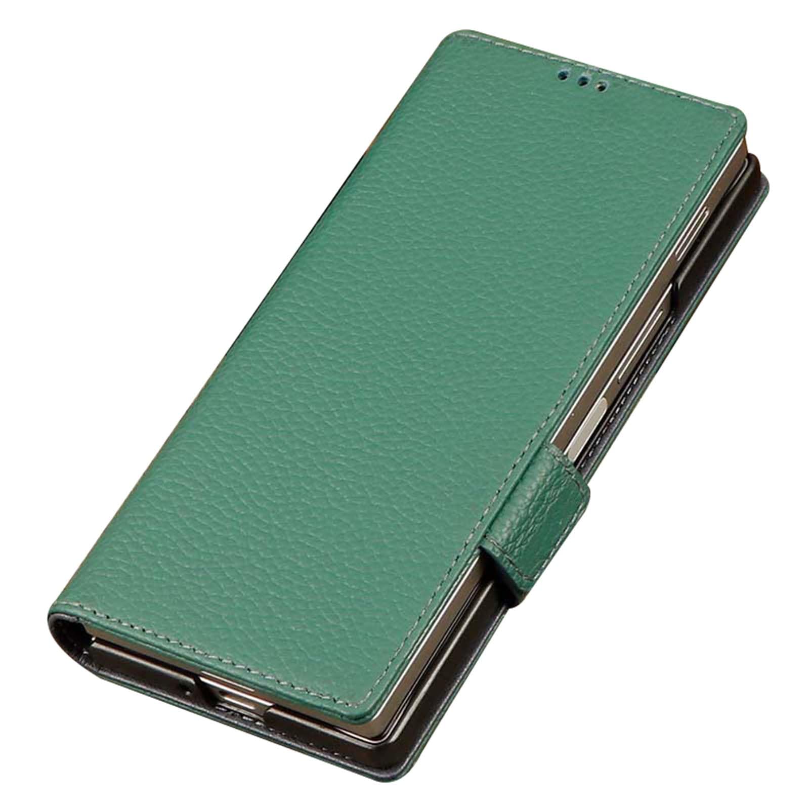 Etui z klapką do Samsung Galaxy Z Fold 8 Ultra, zielona skóra