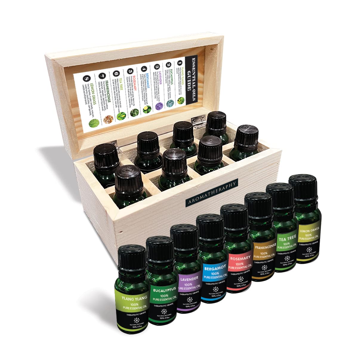 CORNELLS Pure Essential Aromatherapy Diffuser Oils for Diffusion, Therapeutic Grade, Tea Tree, Lavender (15ML)-Set of 8