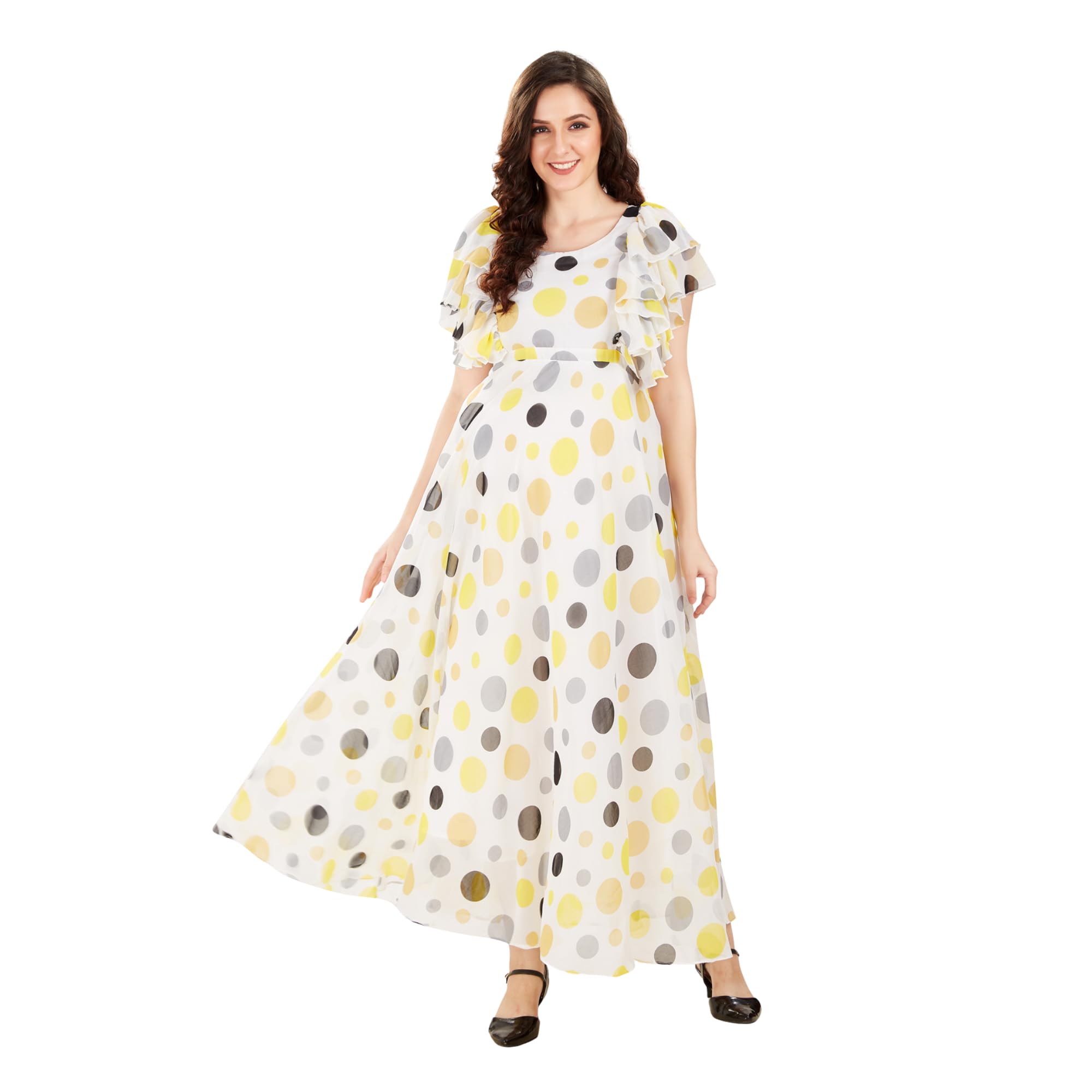 Yellow Polka Print Maternity Dress | Soft Breathable Pregnancy Outfit-picture-12