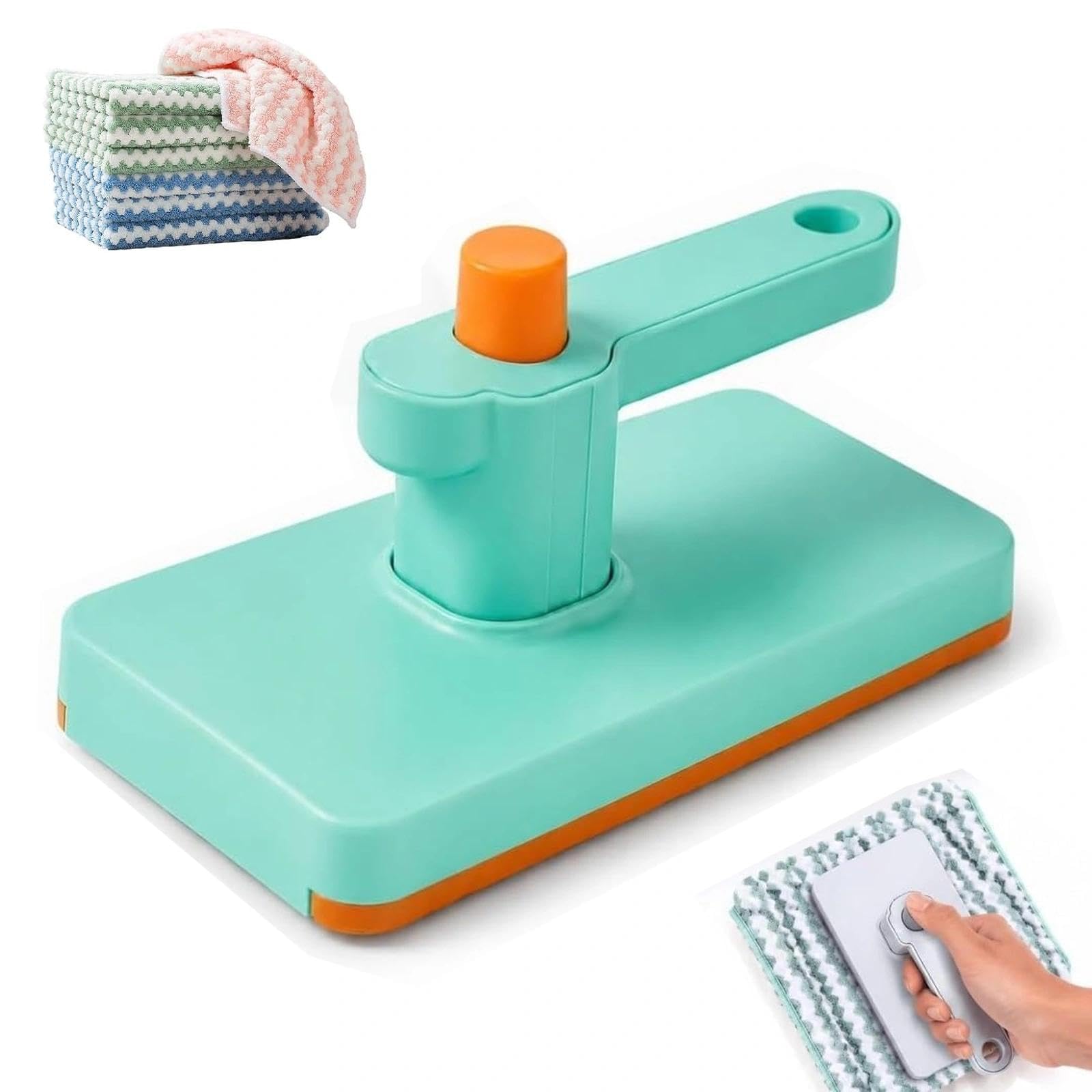 No-Touch Snap Grip Mini Mop,Small Cleaning Desktop Mop,Hands Free Disposable Cloth Holder For Kitchen Counter,No-Touch Snap Grip Desktop Cleaning Mini Mops For Bathroom,Kitchen,White(A)