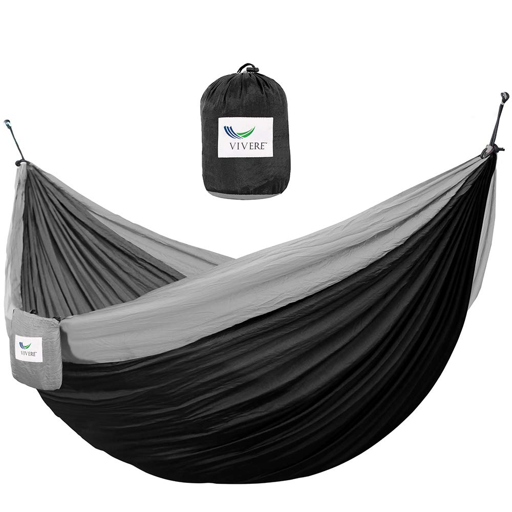 Vivere PAR250 Parachute Hammock, Double, Black/Grey
