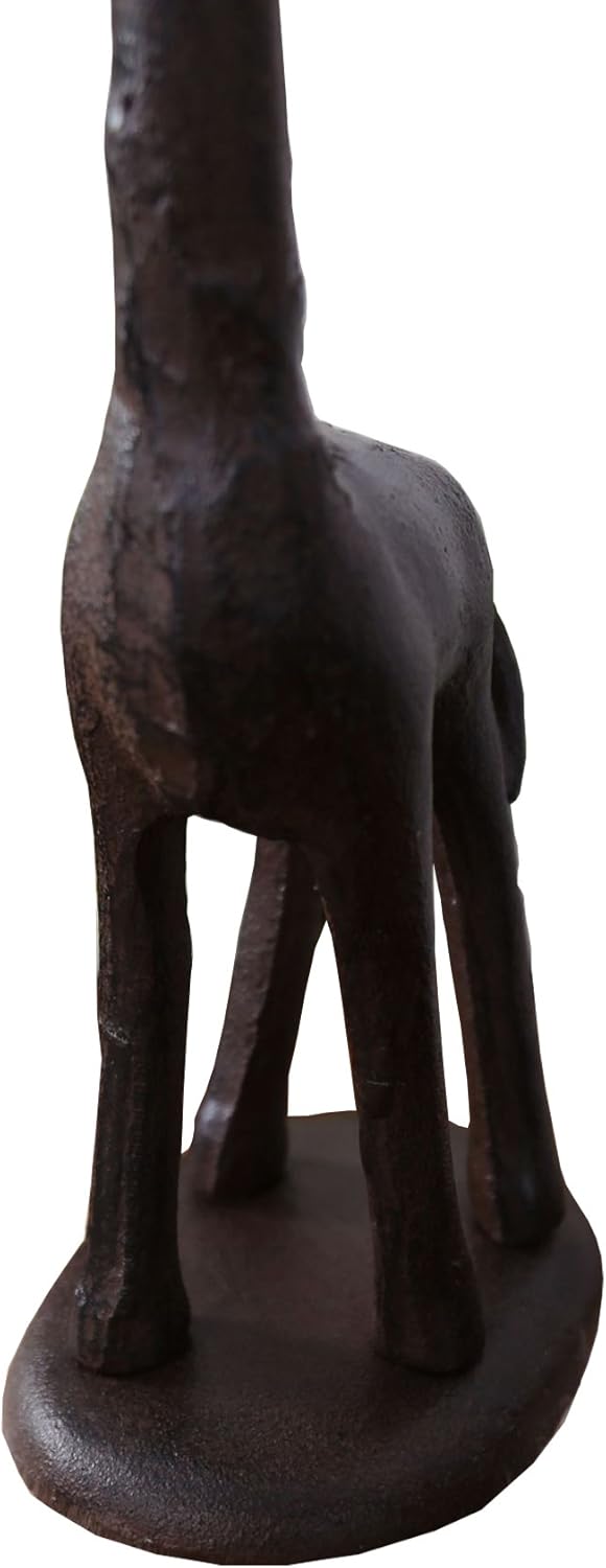 Ogrmar Cast Iron Giraffe Paper Holder Decorative Bathroom Toilet Paper Holder Stand 3.25 X 17.5 X 4.25 Inches (Brown)