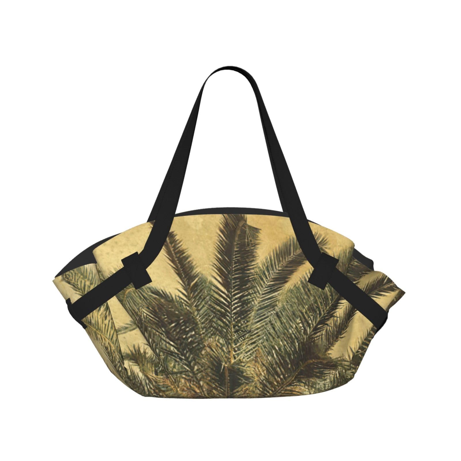 WYCZHY Palm Tree Tropical Printed Foldable Round Picnic Blanket Converts to Carry Bag, 37in Mat for Camping Date Night