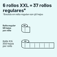 Vista 4 de Yaxa Basics - Papel higiénico de 2 capas, 6 rollos = 24 rollos regulares, 350 hojas, (1 paquete de 6), sin perfume