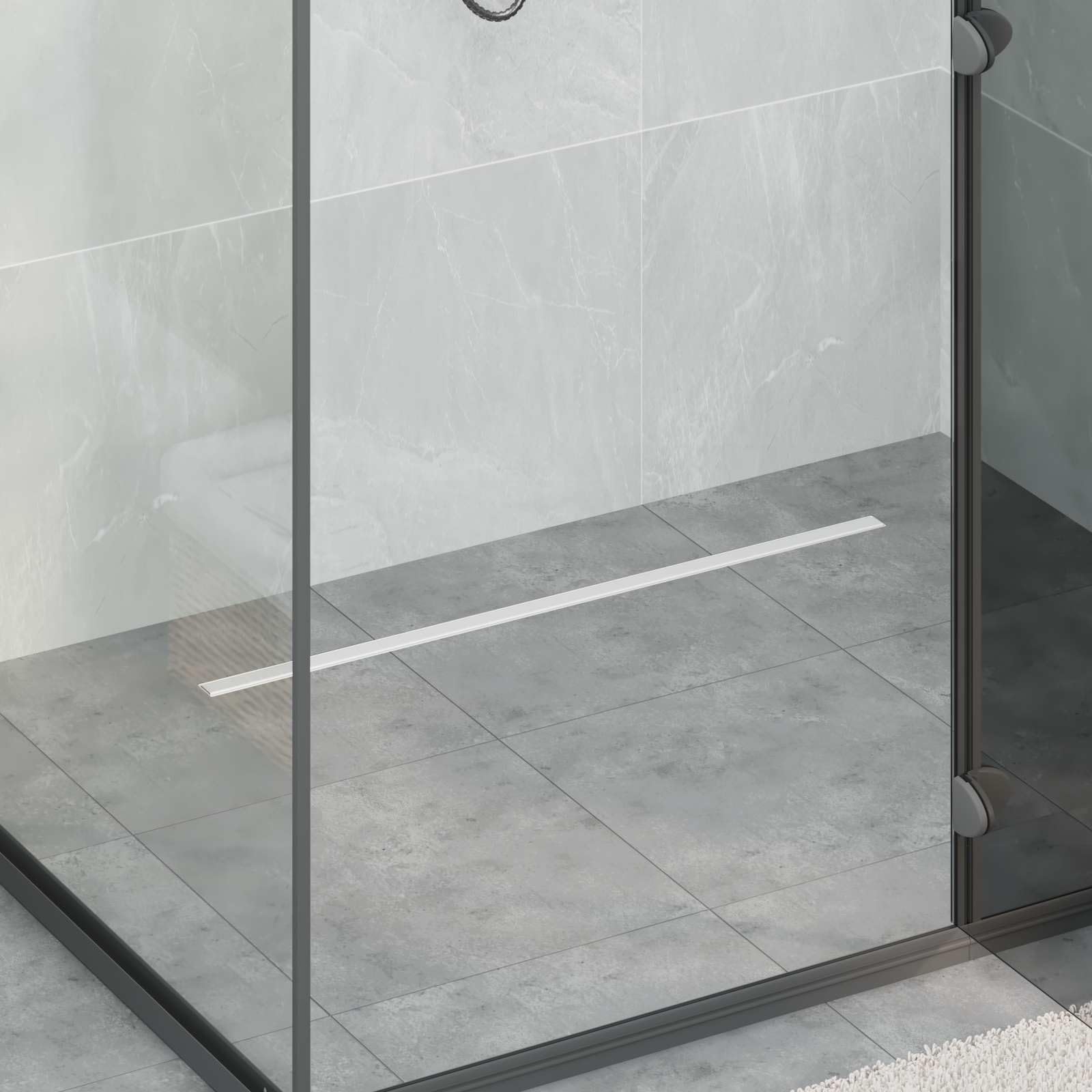 Desagüe de ducha de 80 cm de acero inoxidable 304 Slim Design para cuarto de baño con desagüe ajustable de 360° y patas ajustables en altura