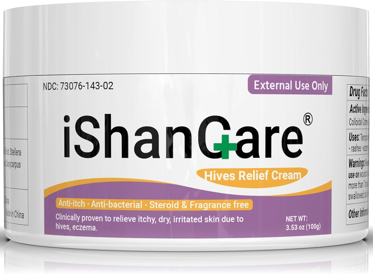 ishancare Urticaria Cream, Fast Acting Relief of Hives, Allergic Rashes, Itchy Skin, Redness, Swelling, Anti Fungal Hives Cream with All Natural Herbal Ingredients, 3.53 Oz